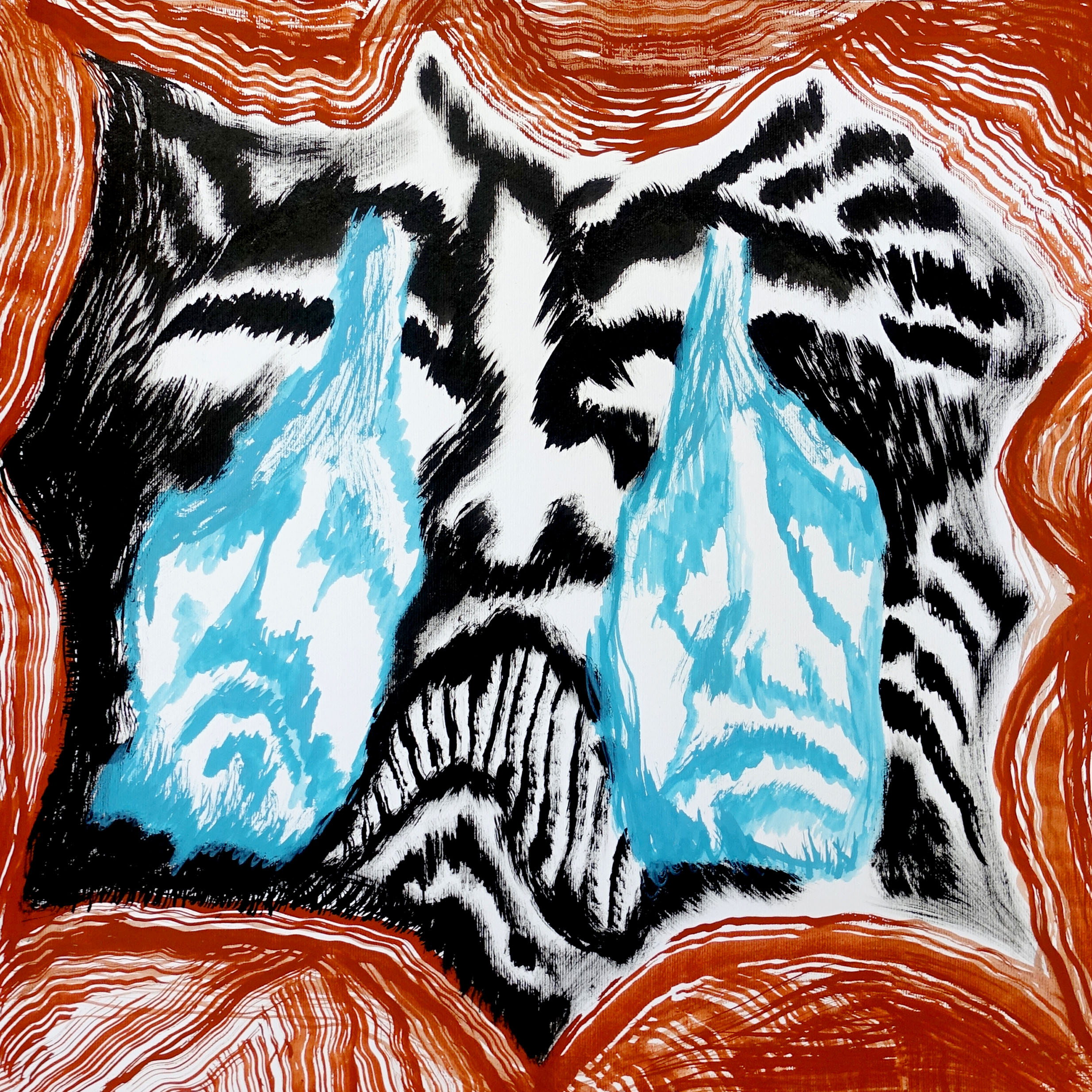  Piangifacce #9tempera and ink on paper, 50x50 cm, 2022