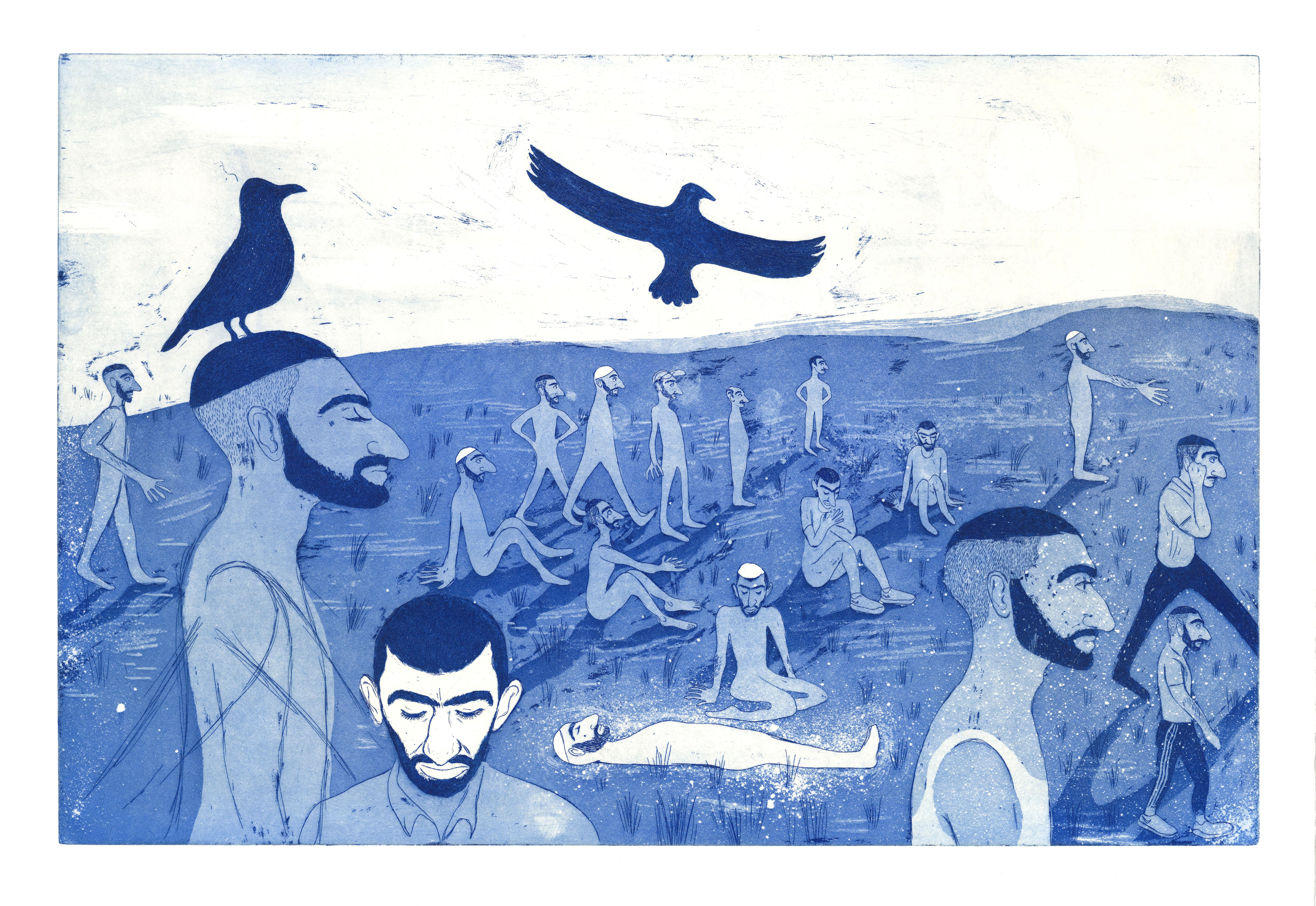 הגבעה, 2021, תצריב ואקווטינטה, 40/60 ס״מ (פלטה)