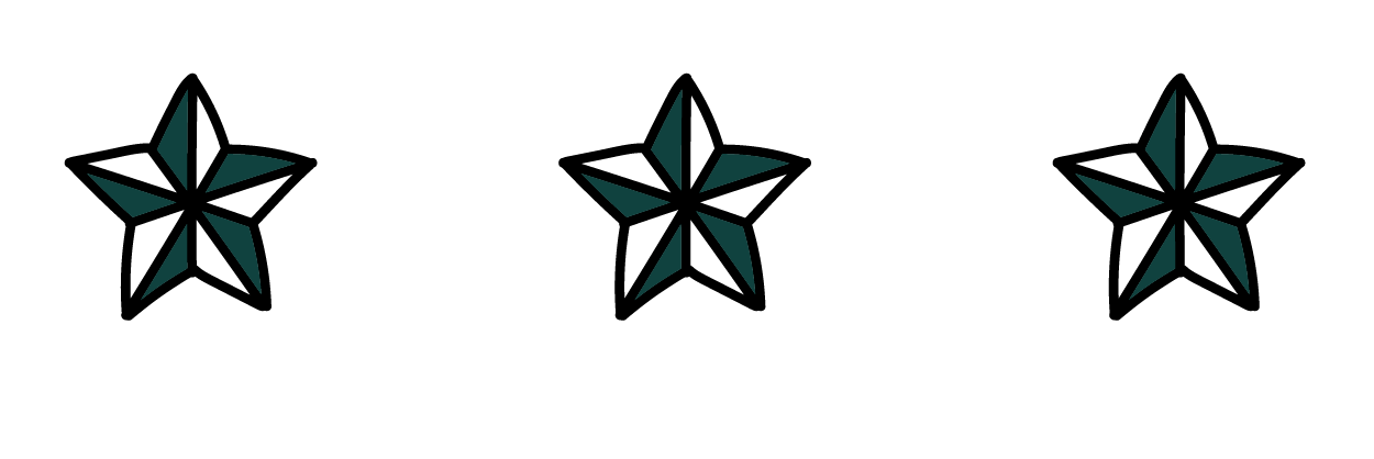 Flat graphic of three stars