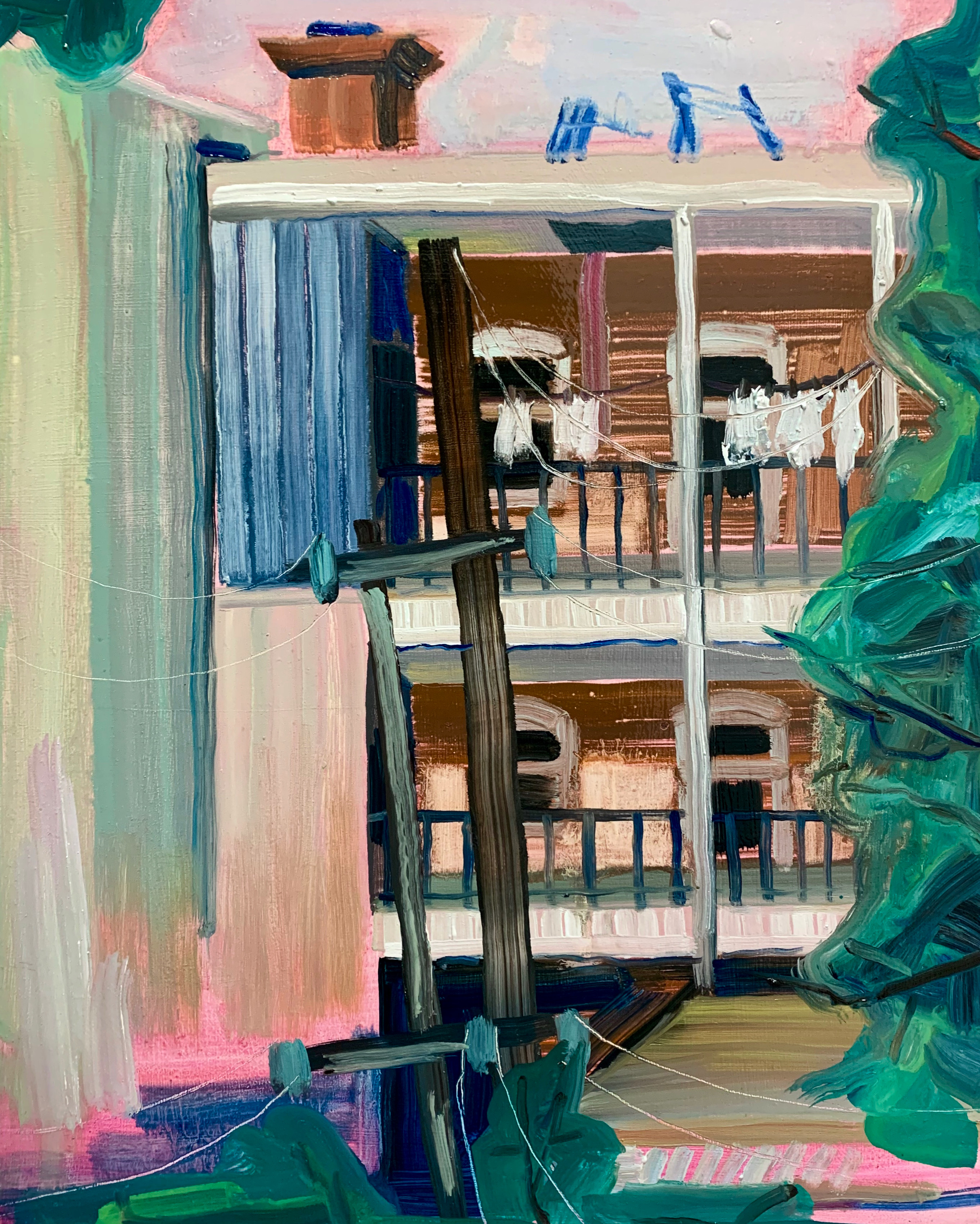 Laundry Day, oil on panel, 12 x 16 inches, 2020.