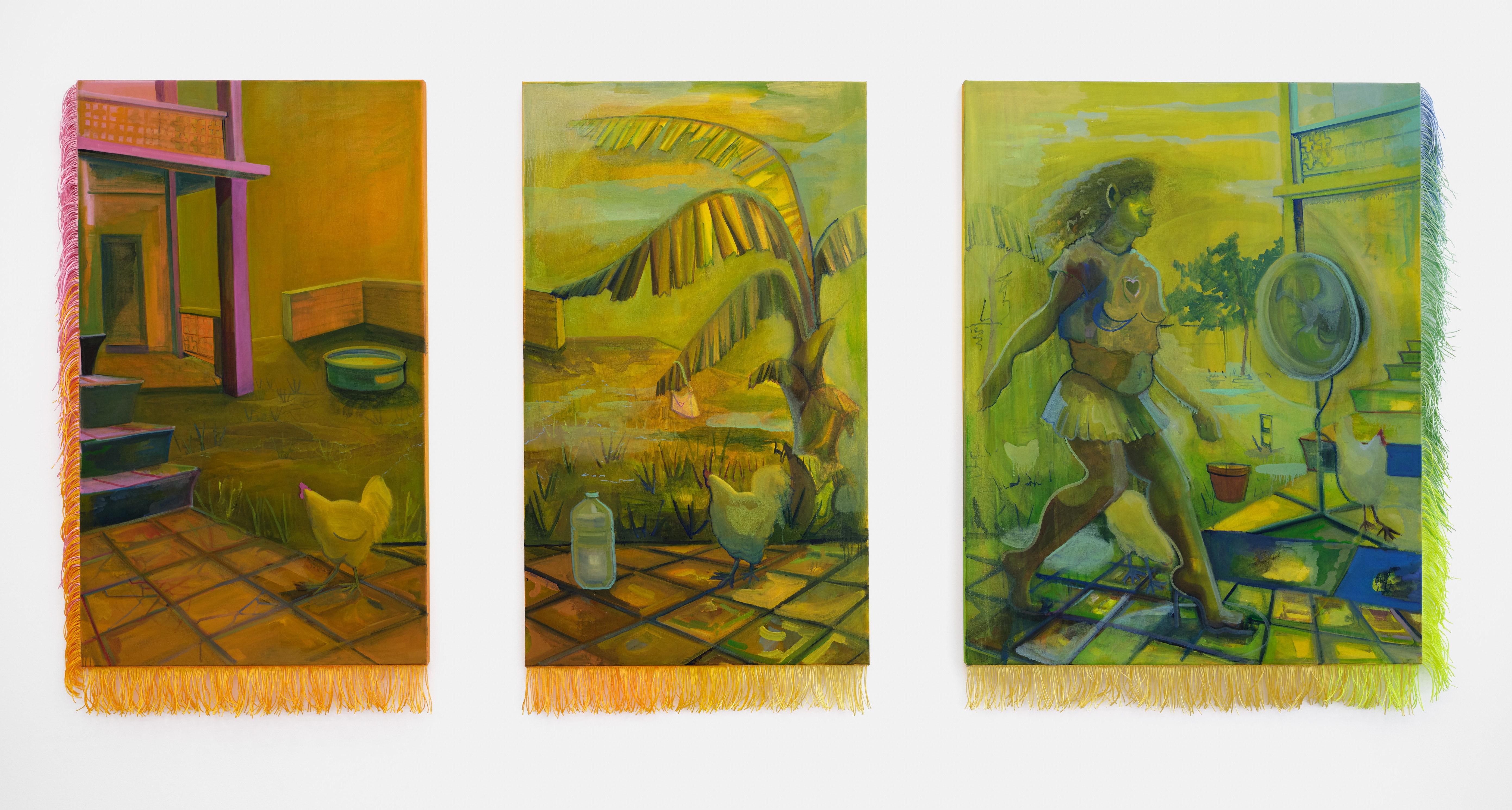 Caribbean Breeze #3, 2023, oil and satin on canvas, 60x36 in, 60x36 in, 60x48 in