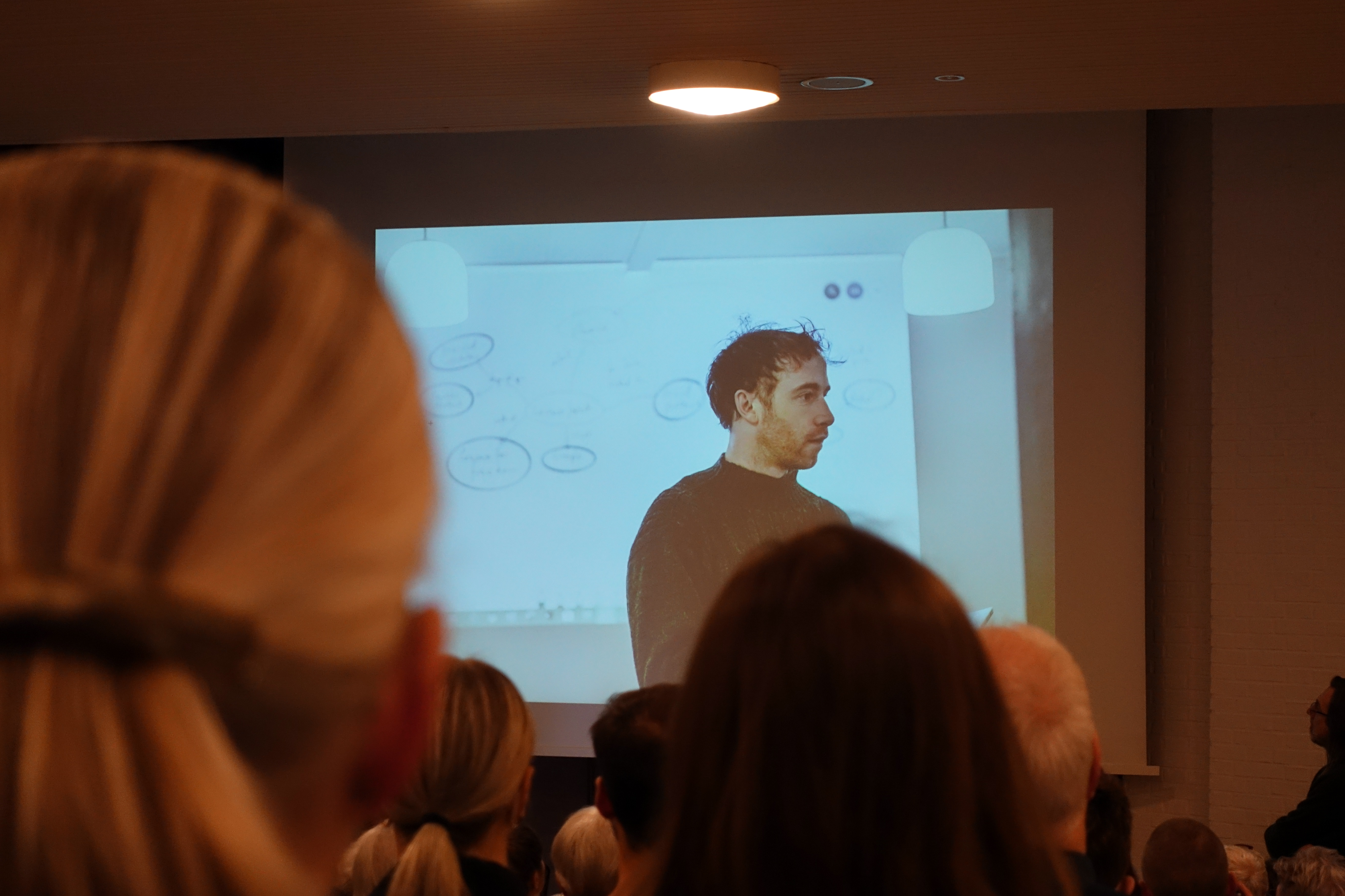 Documentation of performative lecture - Open: Was Asger Jorn an Activist? by Vermeir & Heiremans and Luke Mason, Kunsten Museum of Modern Art Aalborg, Aalborg, 2020 (photocredit: Rikke Ehlers Nilsson)