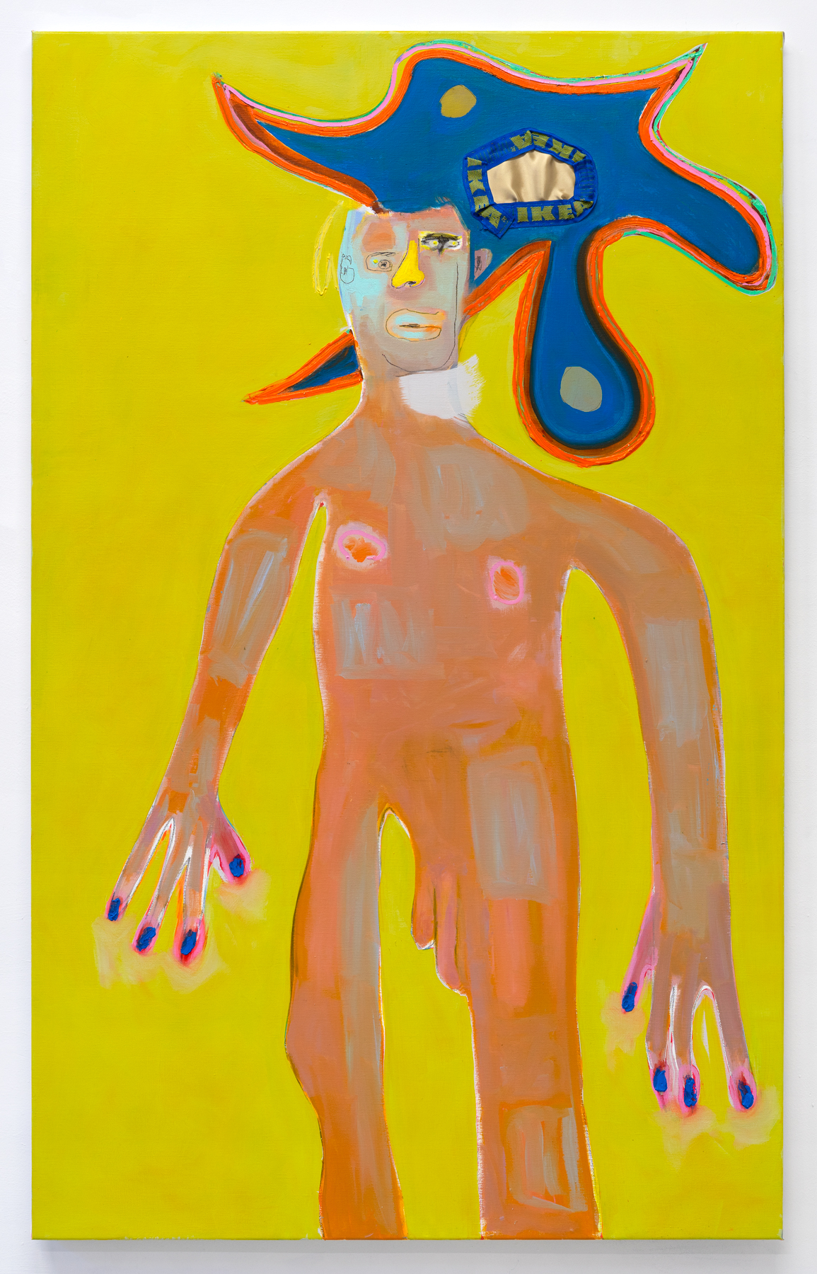  First day in the city, 2021Fabric and oil on canvas160 x 100  cm