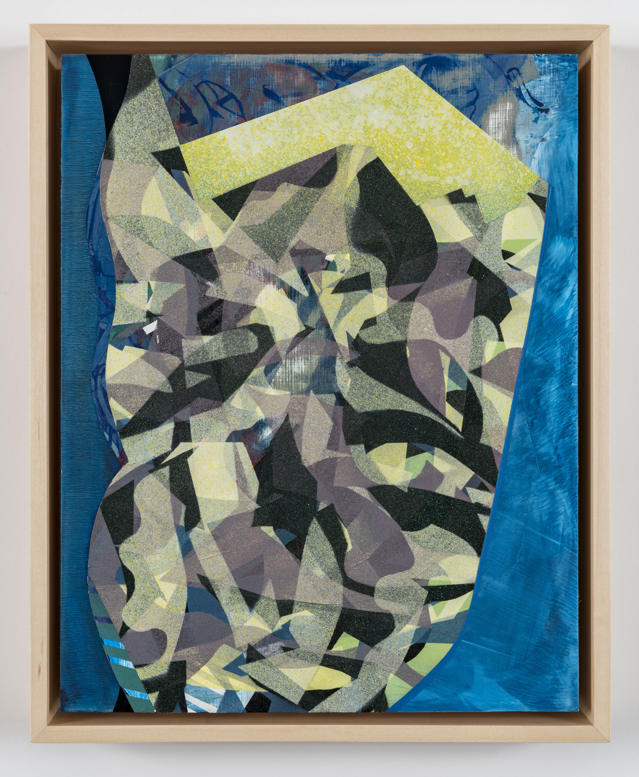 Internal Cohesion, 2018, acrylic, Flashe paint, and spray paint on panel, 14 &times; 11".