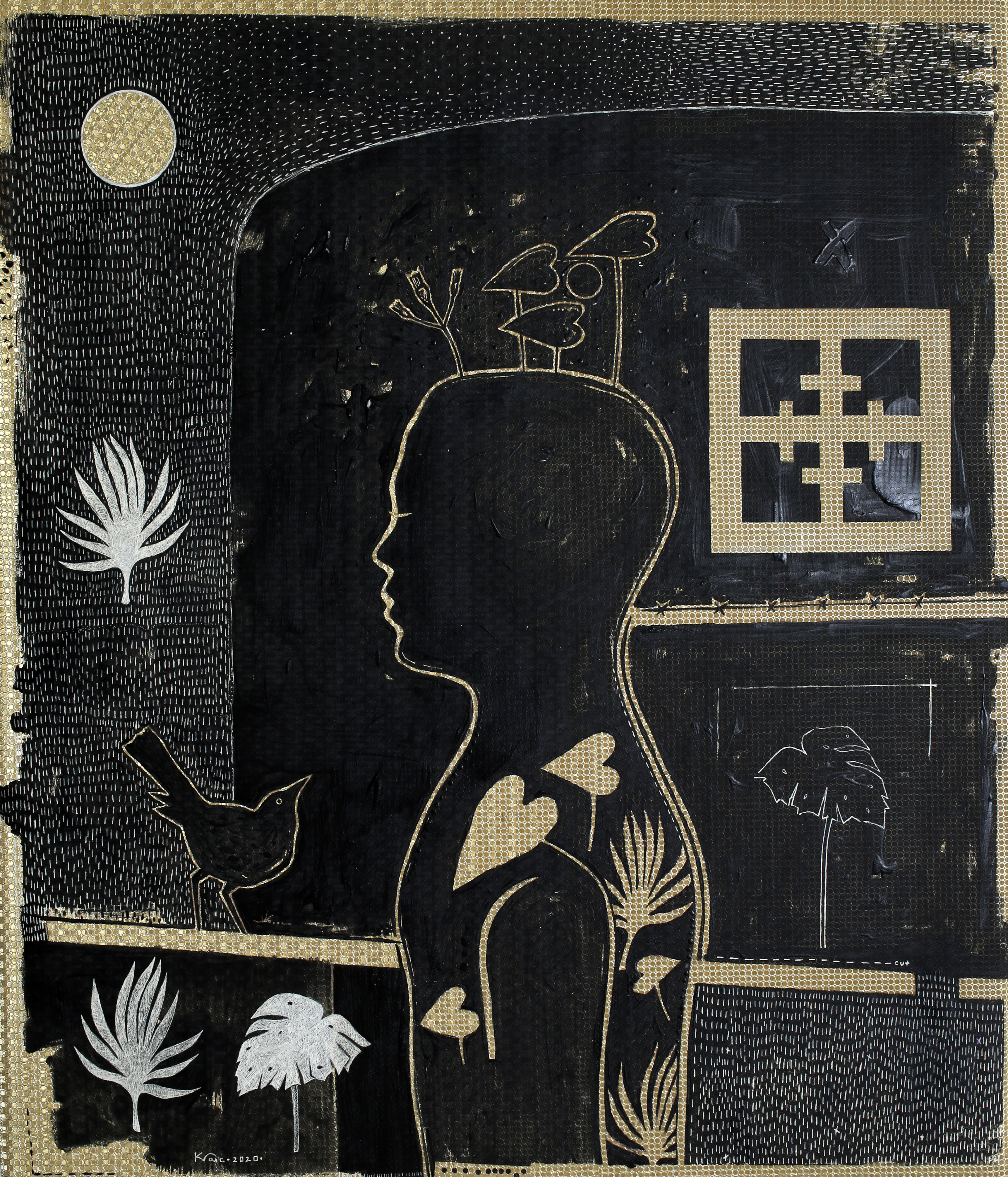 The Dream 2020 Acrylic and Ink on Luxury Gift Wrap 28"x24"/71x58cm