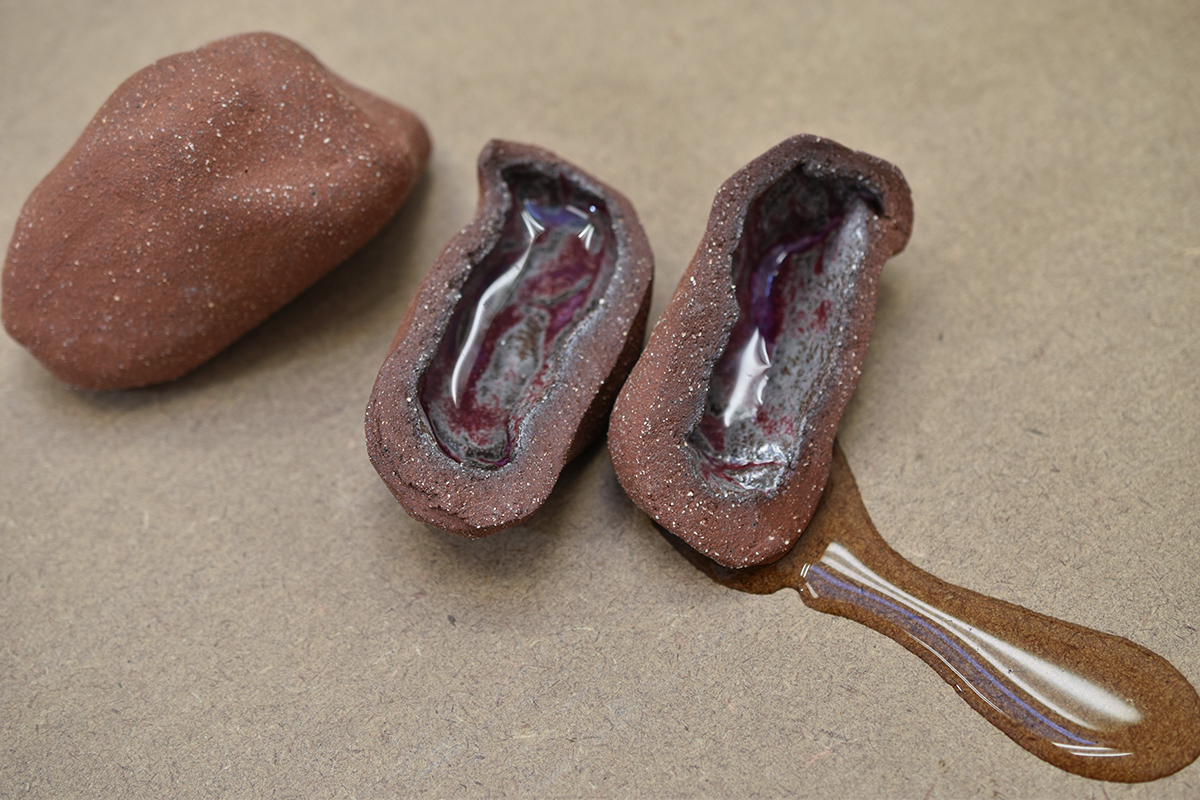 now I know (i still don't know), 2017  fired and glazed clay, melted ice