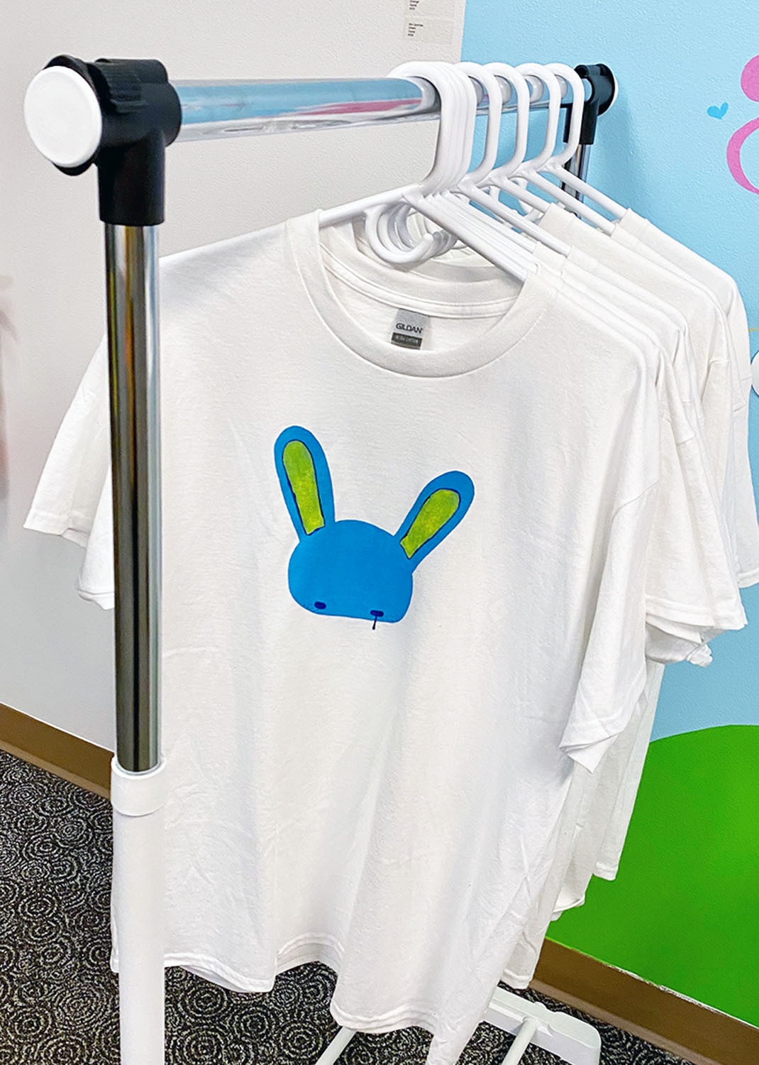 Blue ShirtsScreenprint on Fabric, 5&rdquo;x5&rdquo;, 2022