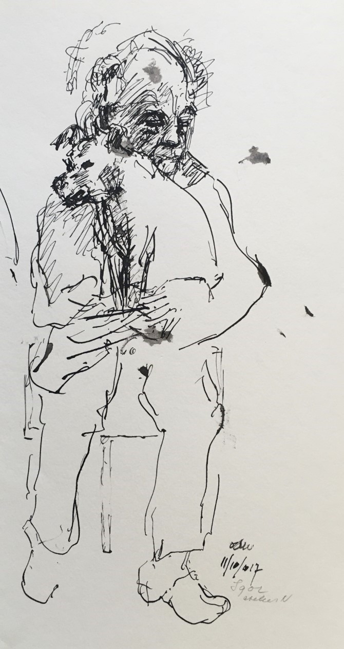 Man met hond 2017 - Indian ink 37x21 cm