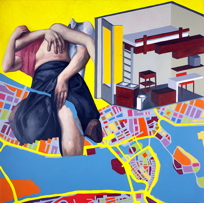  LA SINDROME DI STOCCOLMA   2008 olio su tela cm 190x190