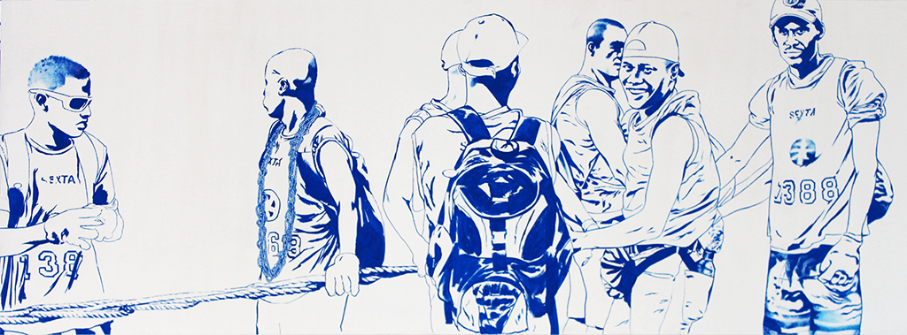 MATA, ACRÍLICA E MARCADOR SOBRE COMPENSADO NAVAL, 60X160CM, 2013
