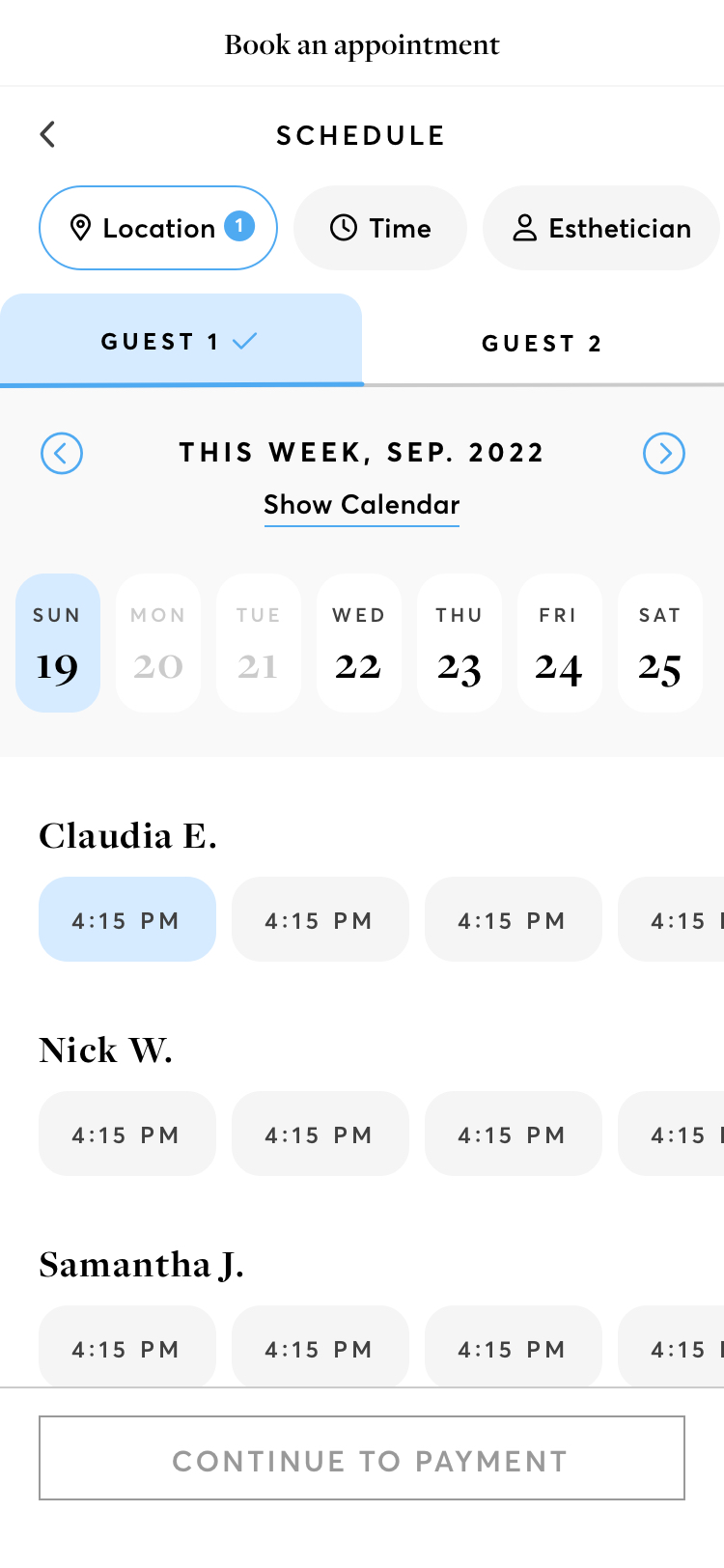 Scheduling—multi guests