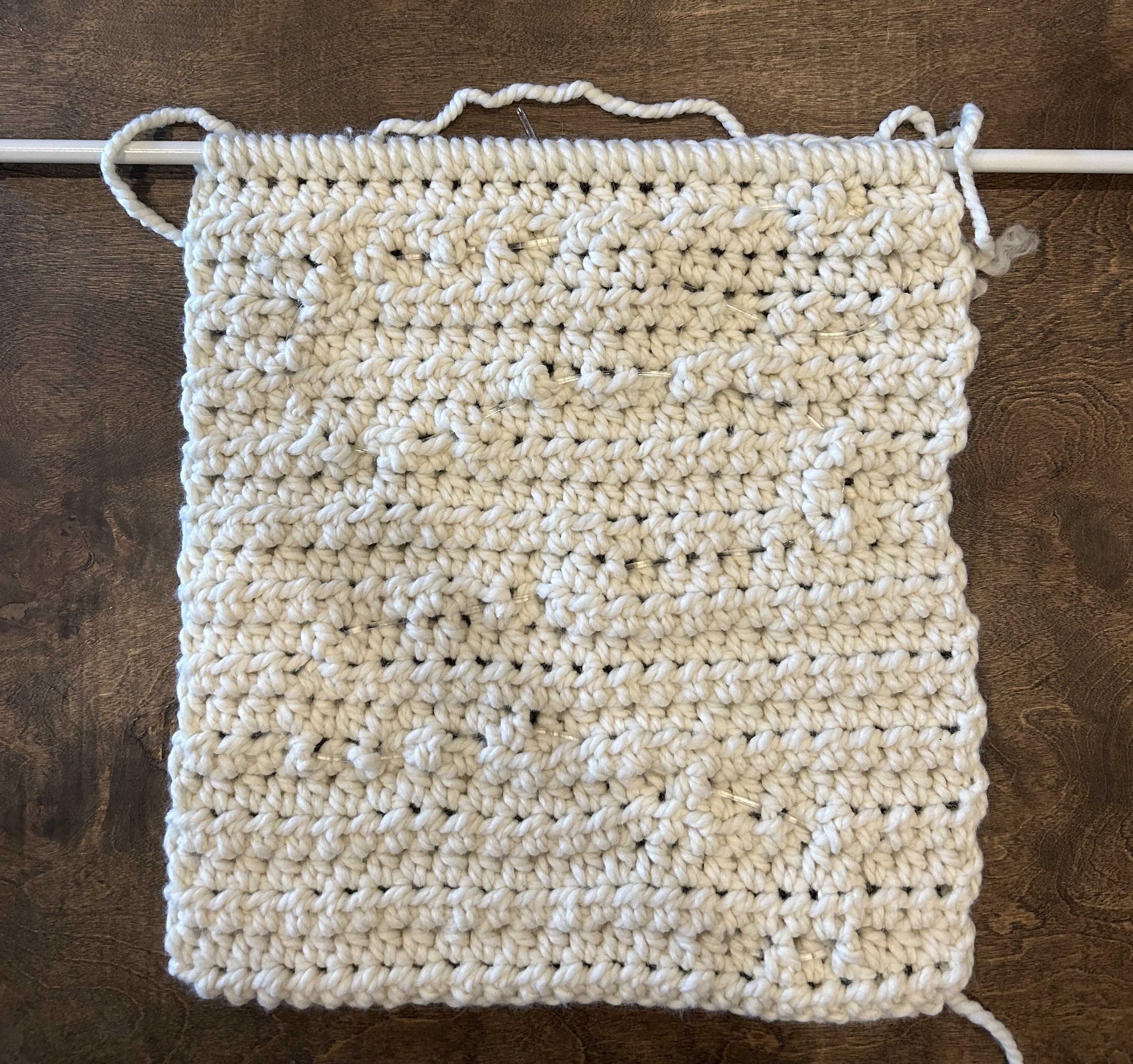 New swatch with the fiber optic cable woven through it (pretty hard to see, which is what I was going for!)