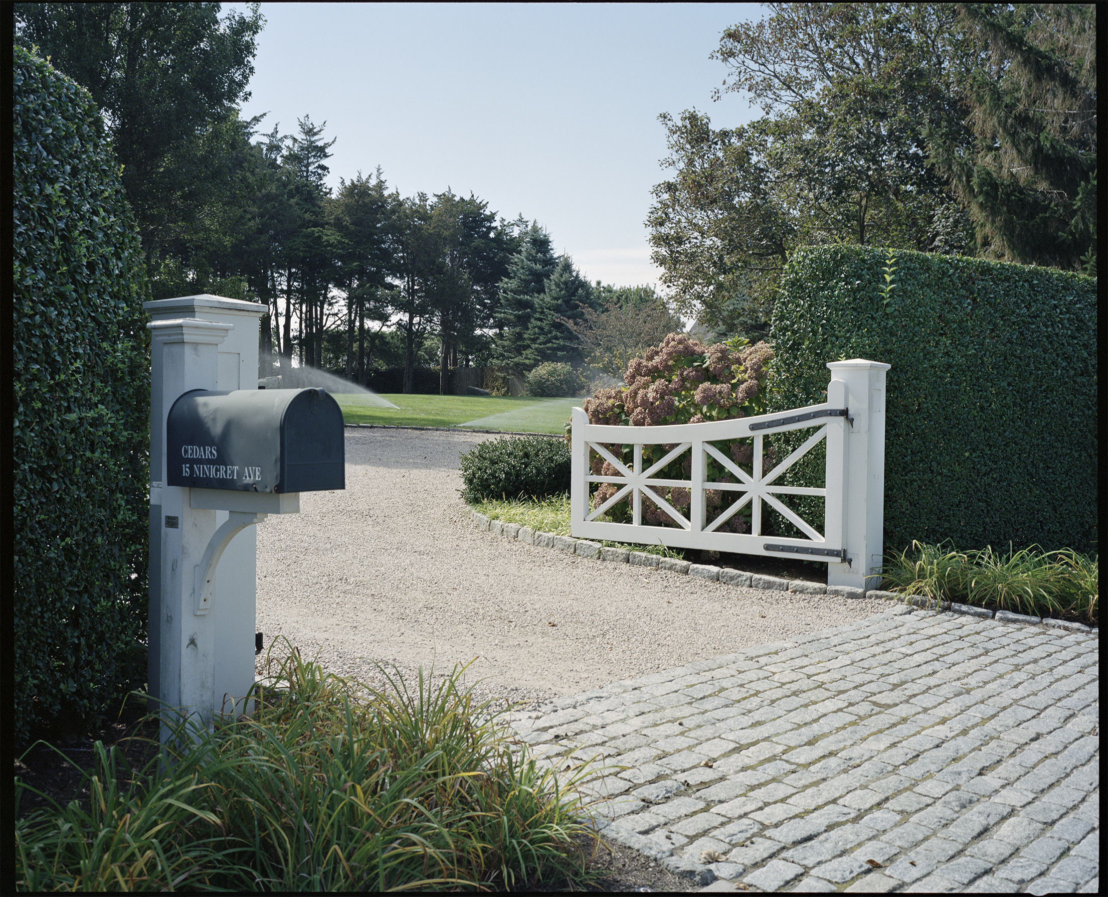 Watch Hill irrigation. Watch Hill, Rhode Island, USA, 2020.