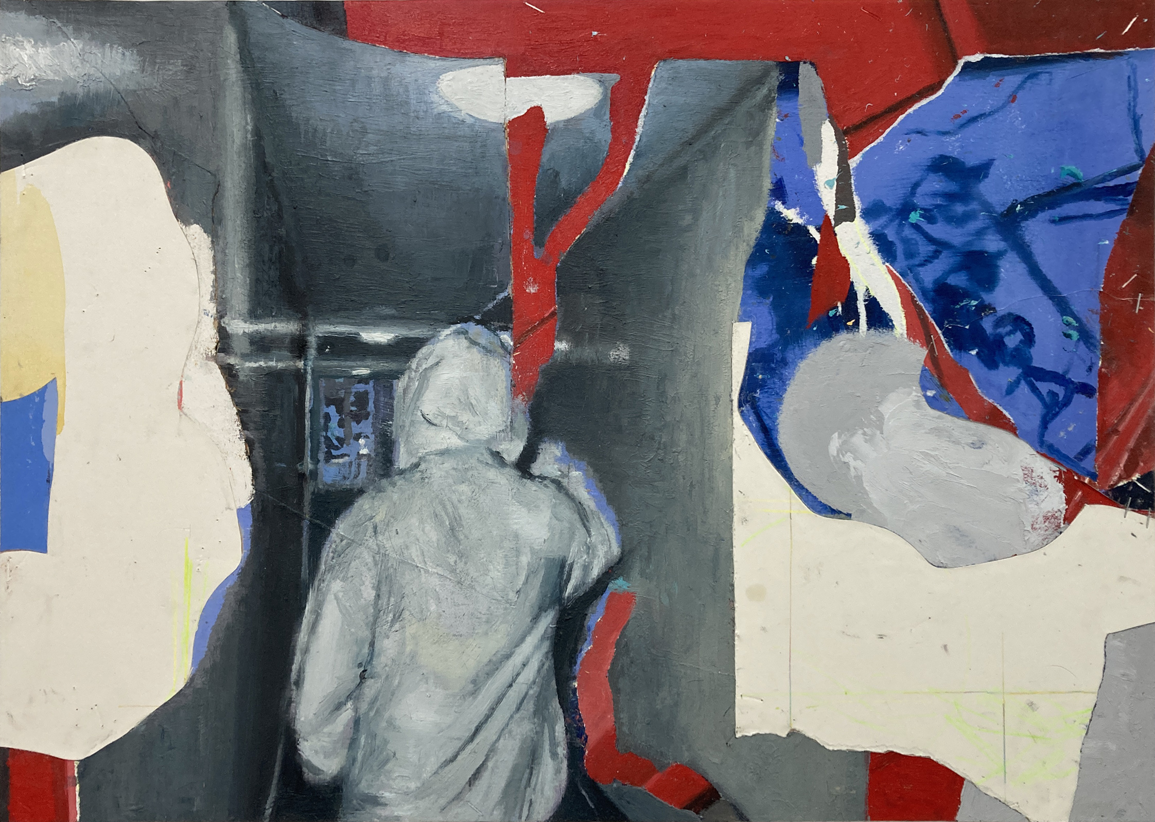 Long Hallway in Denmark Hill, 2023, Mixta sobre tabla, 40 x 56 cm