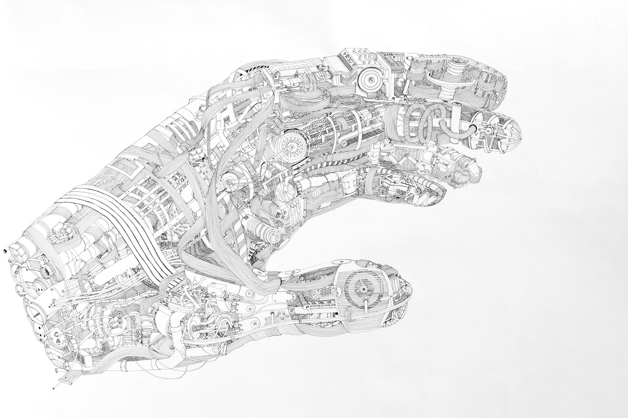 manus, 2012, Fineliner auf Papier, 117x147cm