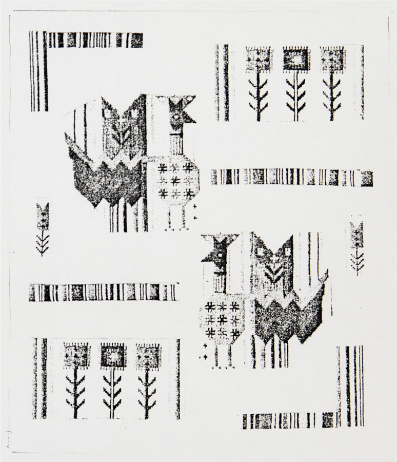 Design for handmade carpet. Collage. Xerox copy on cardboard. 1980's