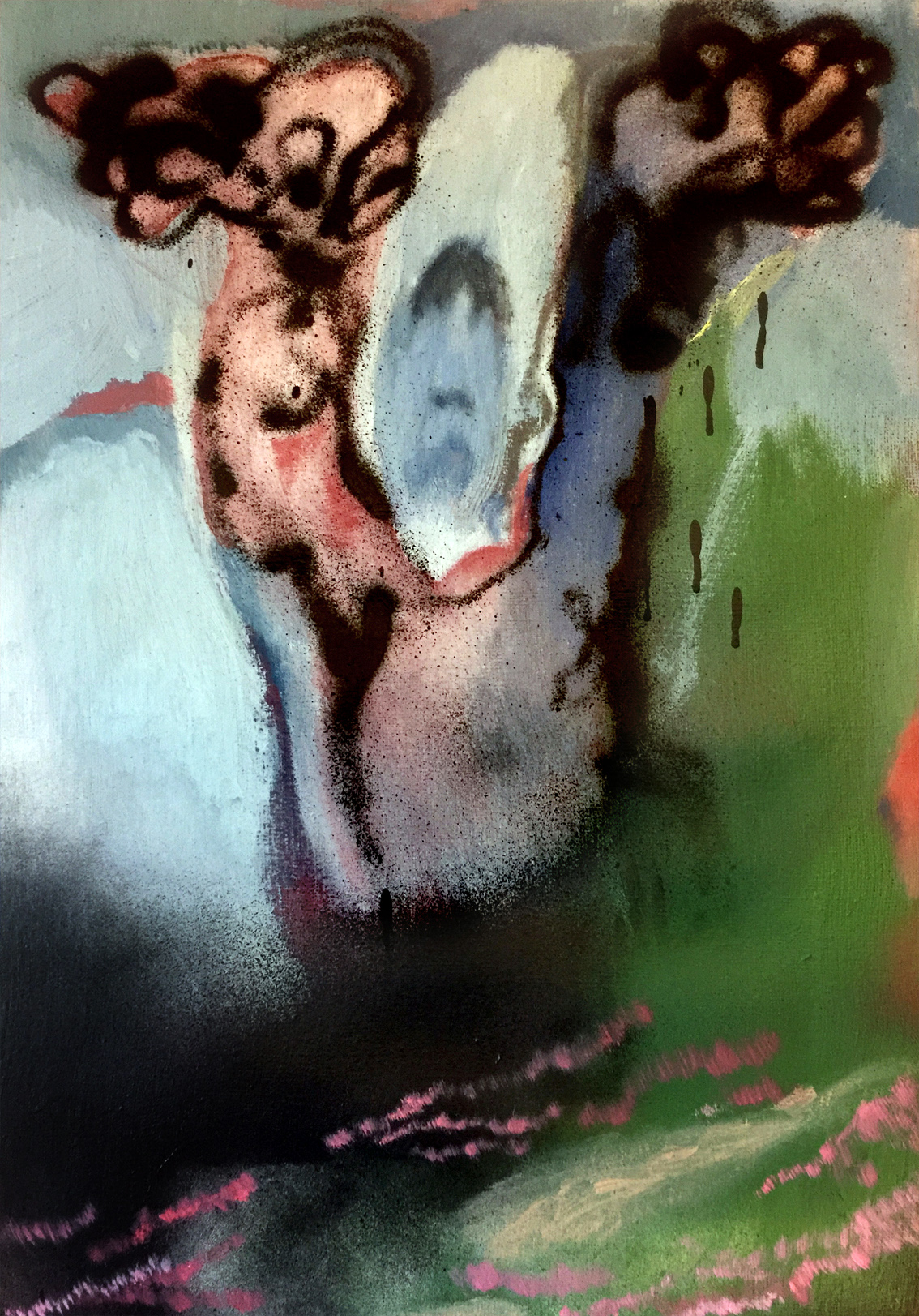 La Resaoil and spray paint on canvas, 60x40cm, 2017