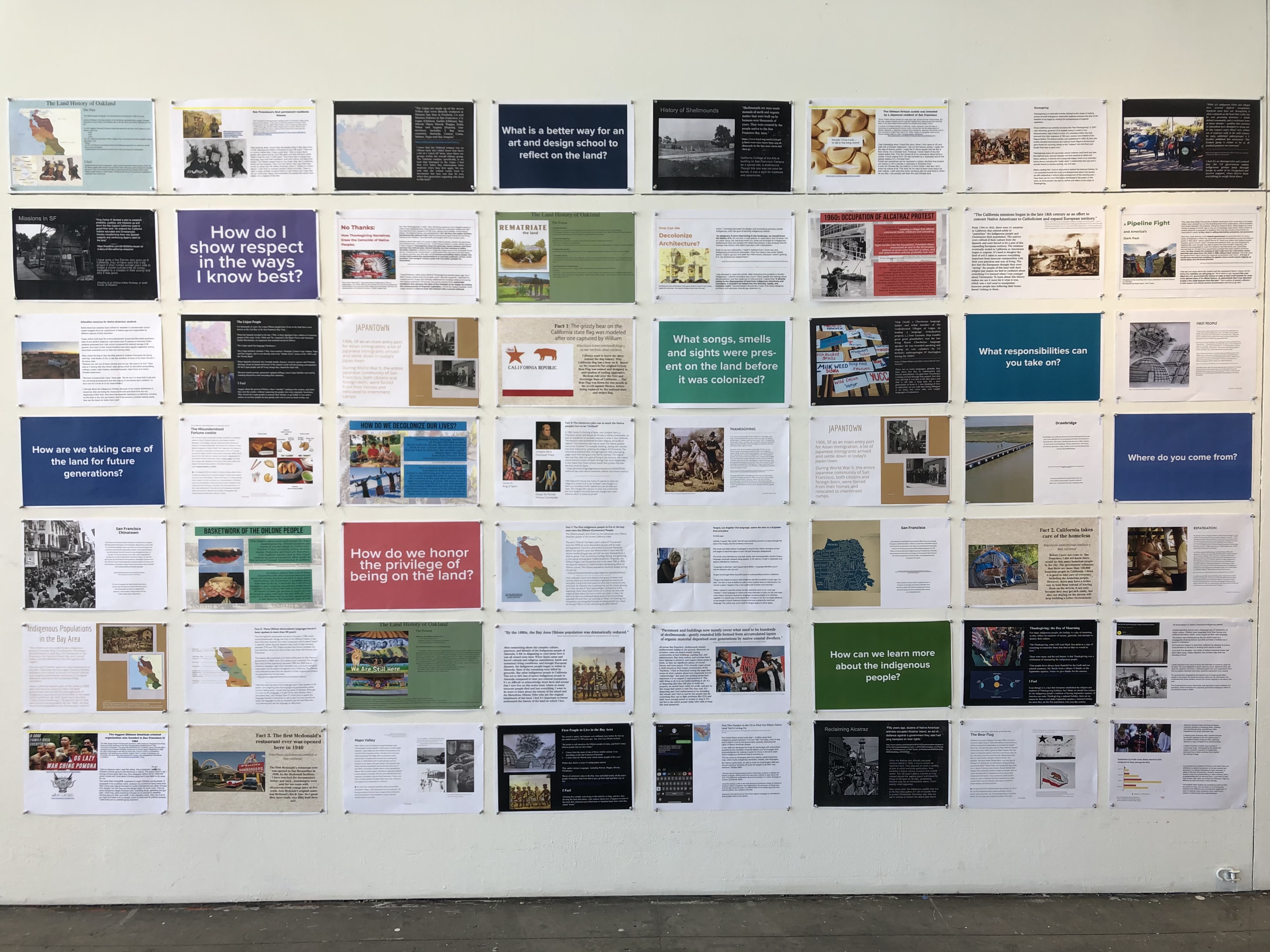 This Interdisciplinary Studio at CCA interrogated the history of colonialism and the land. Students reflected on the history of the land they call home, and the land of the college. Image credit: Shalini Agrawal