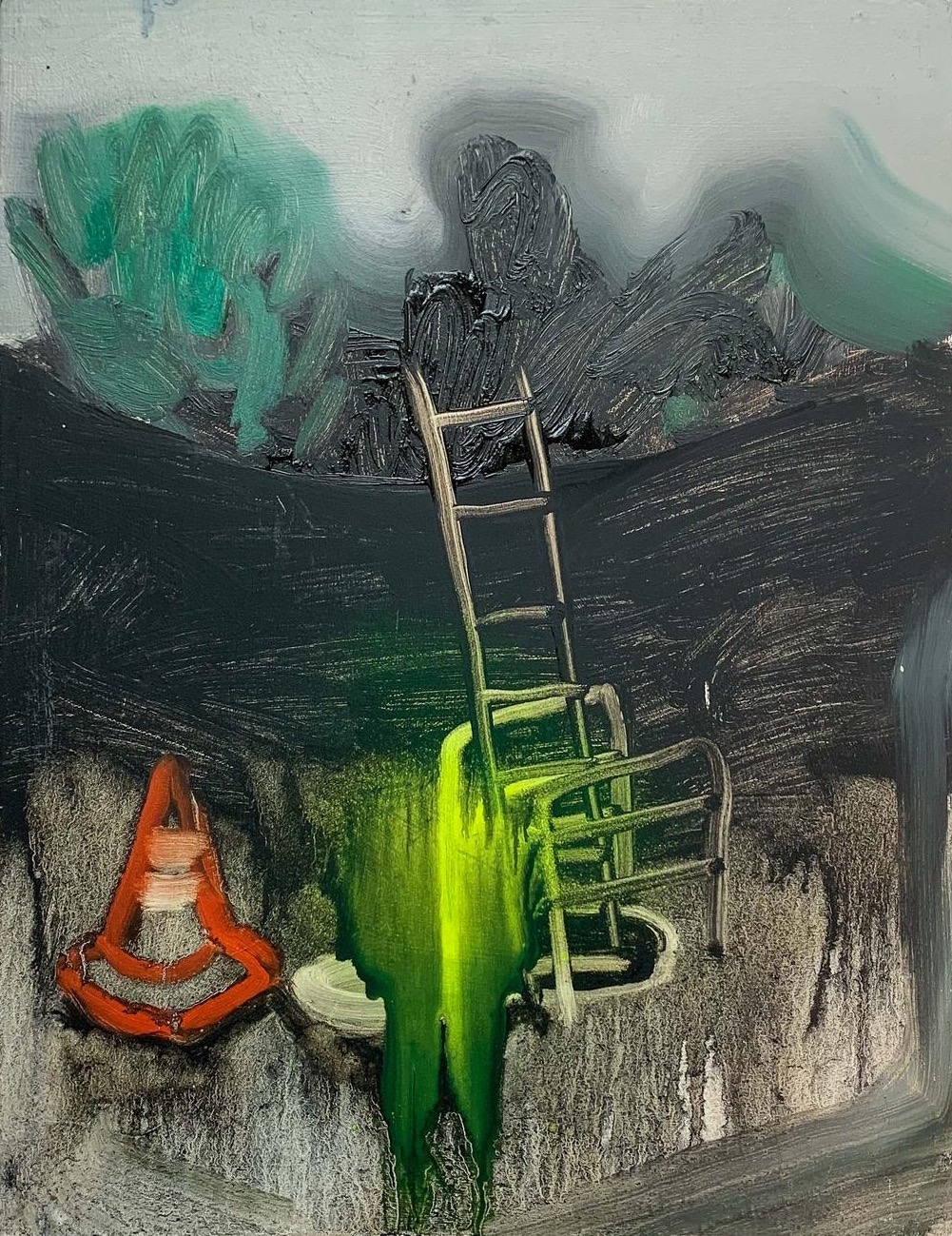 Manhole, oil on panel, 8.5 x 10 inches, 2018.