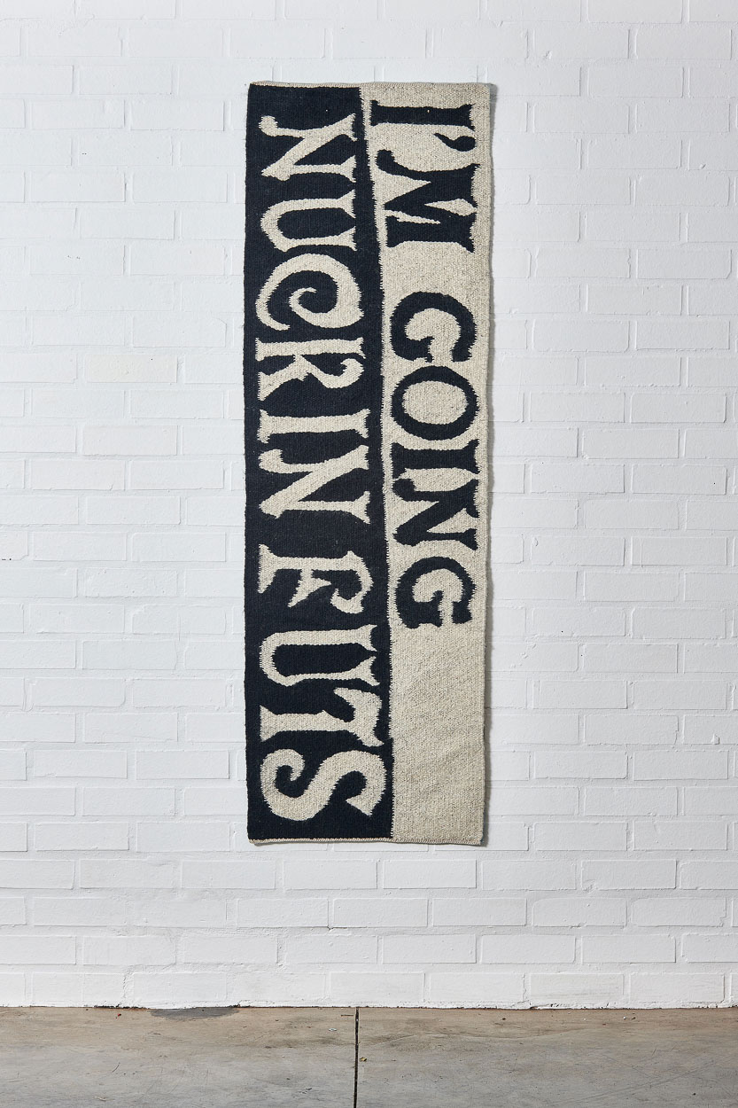 Nuckin Futs, 2019. handspun karakul wool, metal complex dyes. 181cm x 57cm