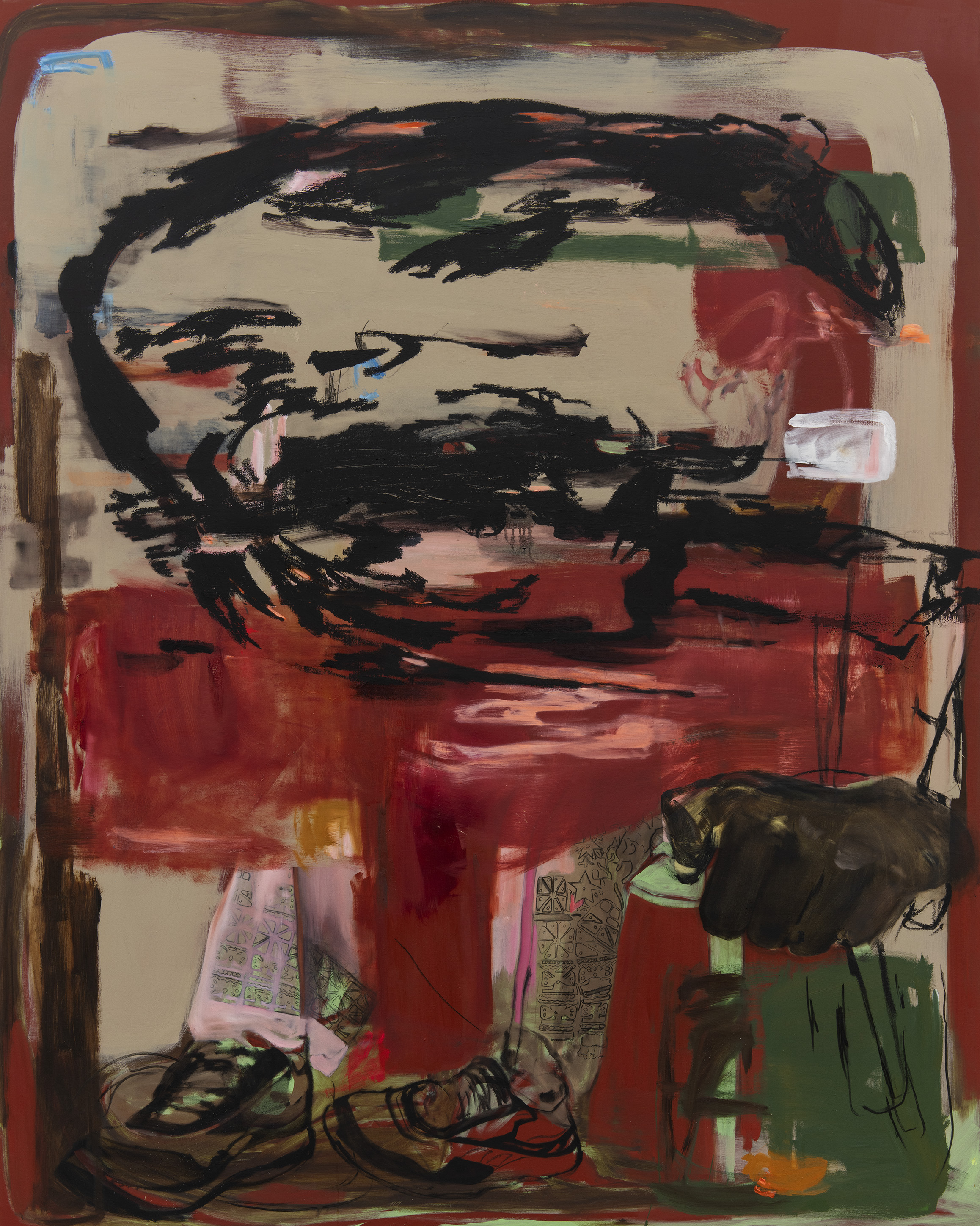 Lonely Child, 2024, Oil, oil stick and Charcoal on canvas, 250 x 200 cm