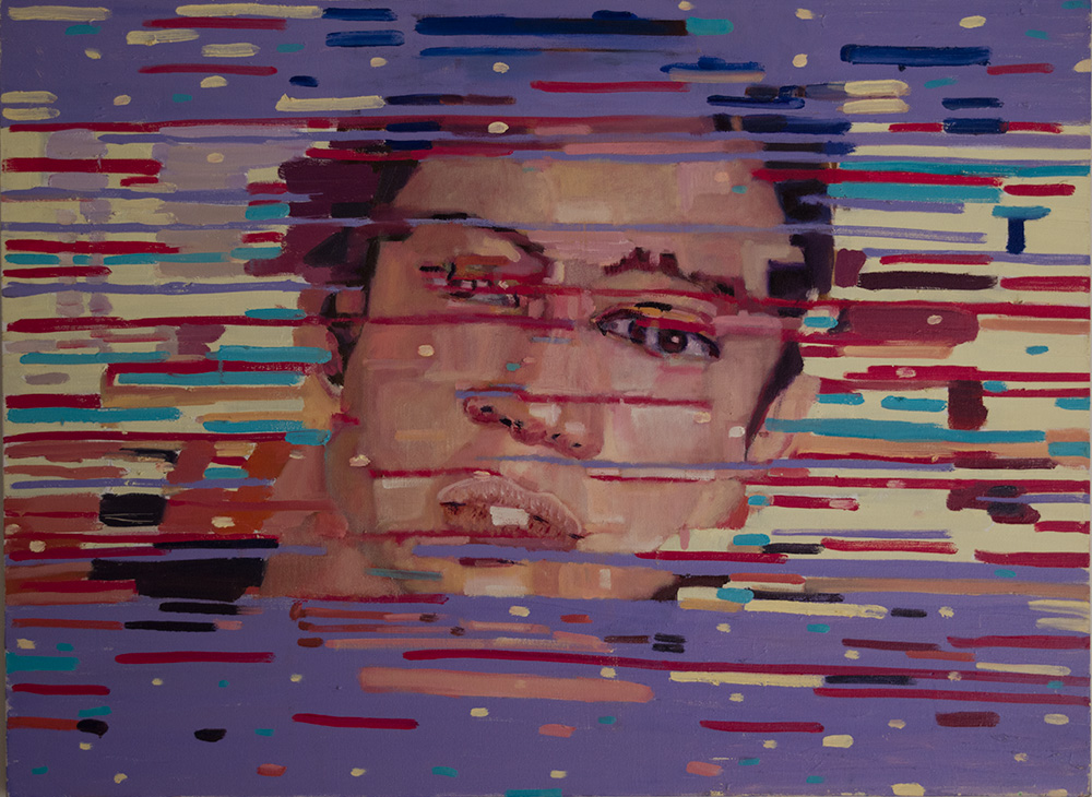 an abyss of stellar fracturesspiders weave thousands of stories  - hidden - very hidden between your balcony and the outside world  oil on canvas 30" x 40"