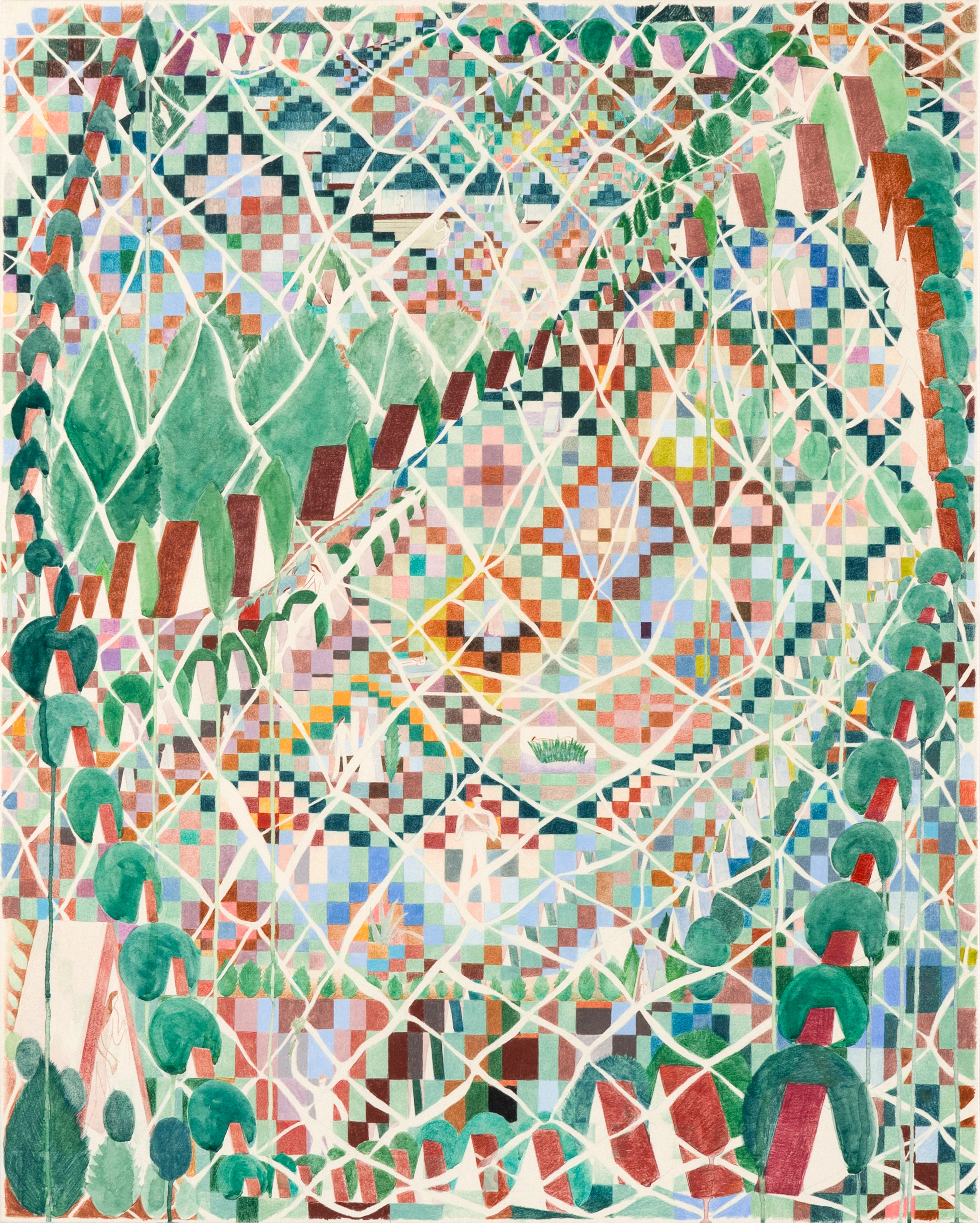 Red Roofs, Watercolor, colored pencil, Japanese paper 91×73cm 2023