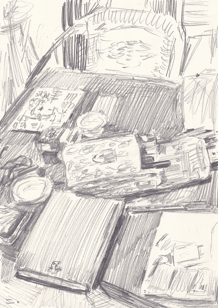 친구들과 티라노 커피에서, 2017, pencil on paper, 21*14.8(cm)