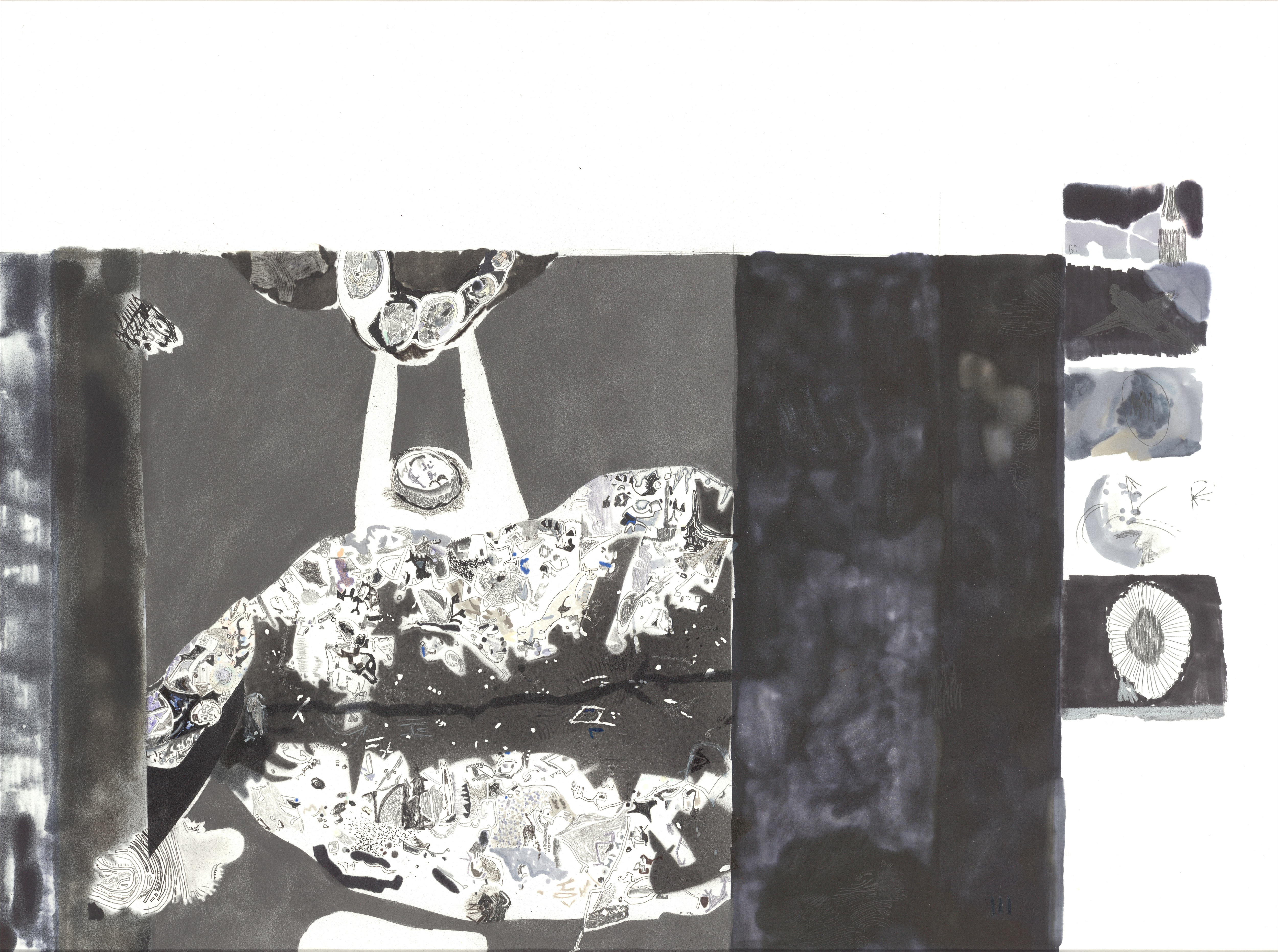 tutorial, pencil, marker, pigment, ink on paper, 45 x 65 cm, 2018