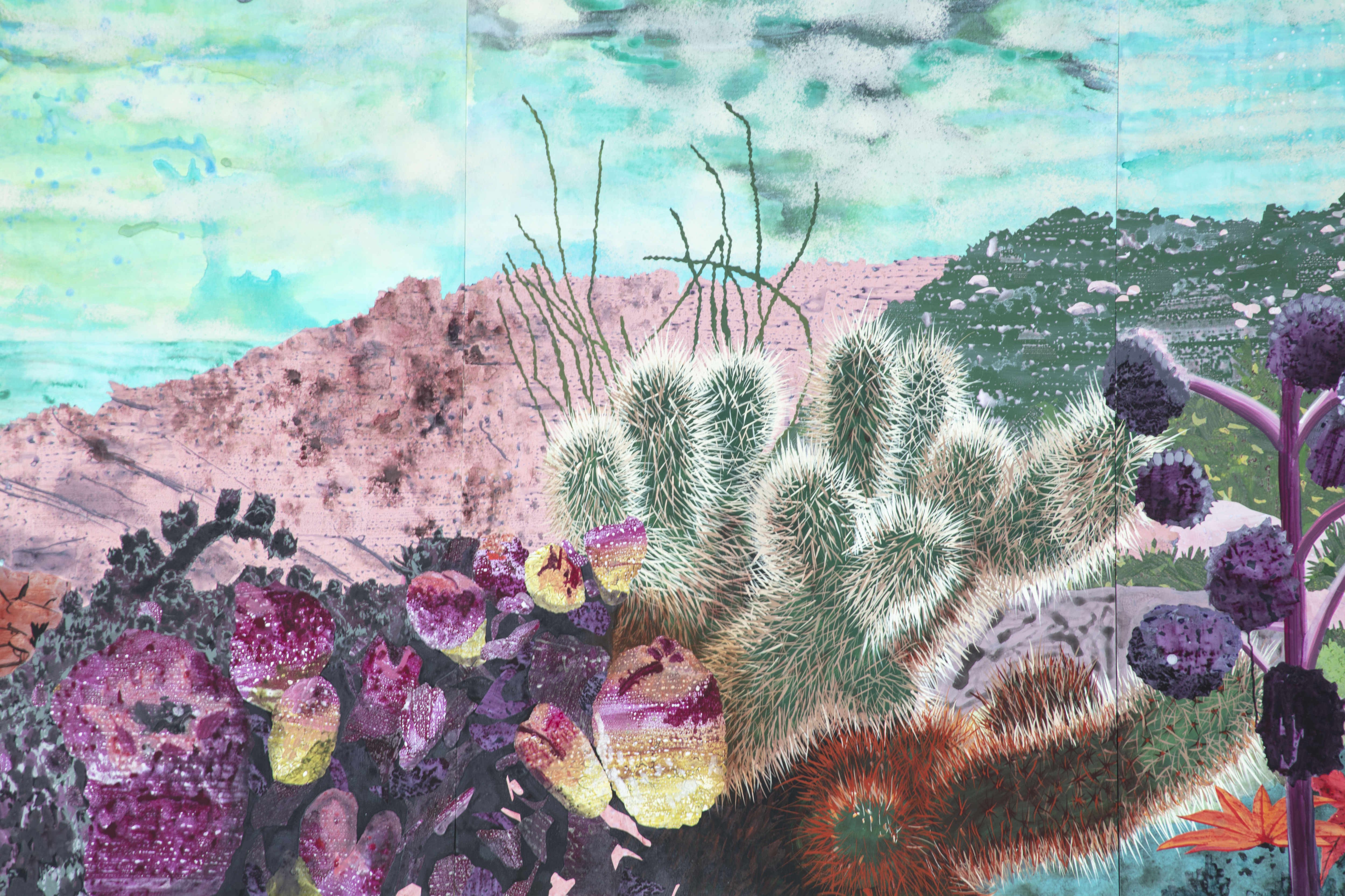  Distance Signals, Detail, Acrylic on panel, 43"x 216", 2020. San Diego County Operations Center