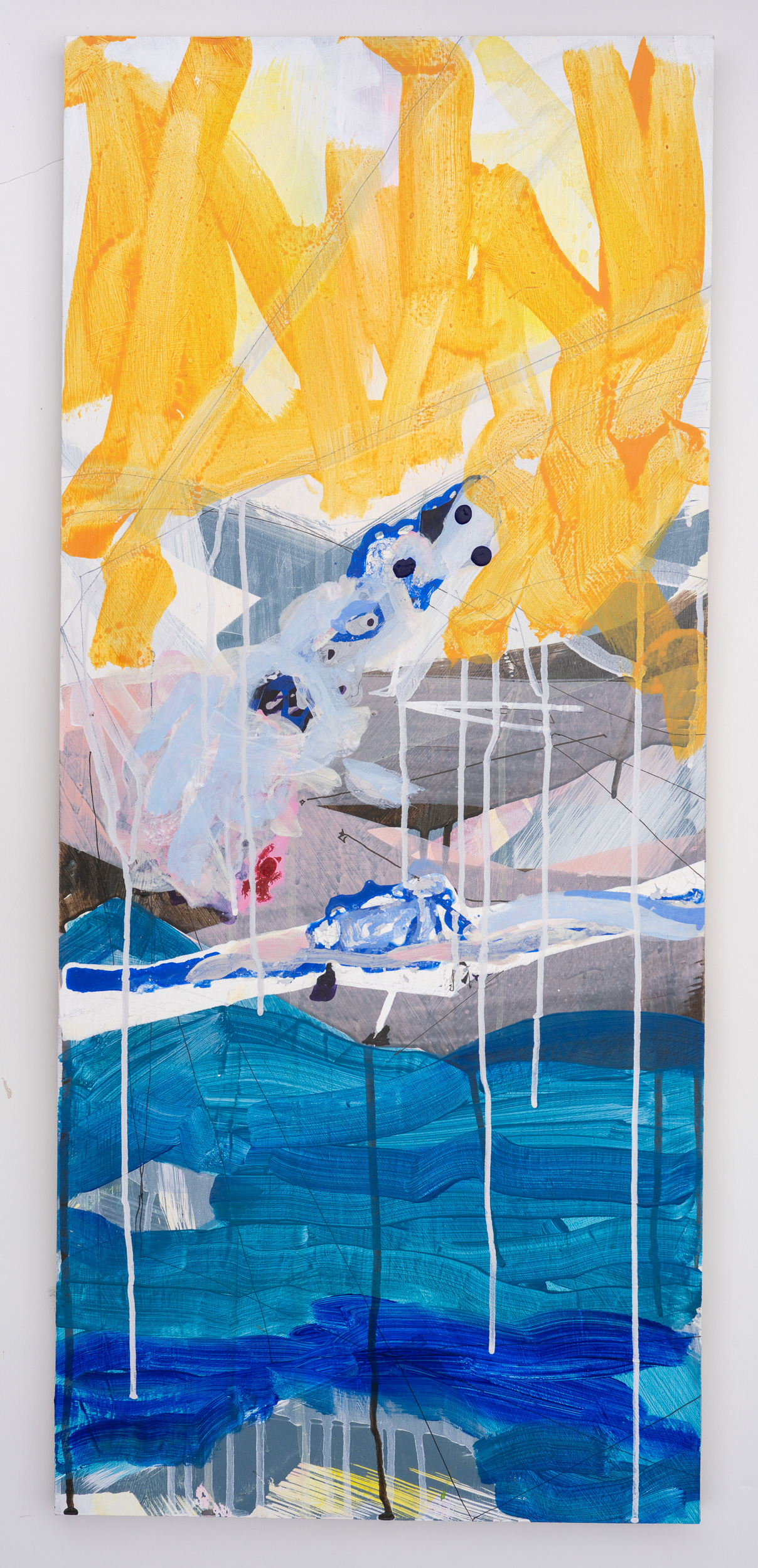 2021–23, acrylic and ink on panel, 32 x 14 inches