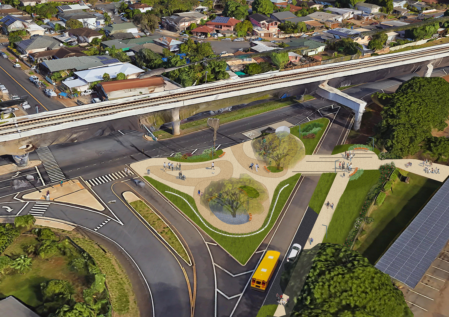 Proposed design at the Halaulani node; the intersection of Waipi'o Point Access Road and Farrington Highway