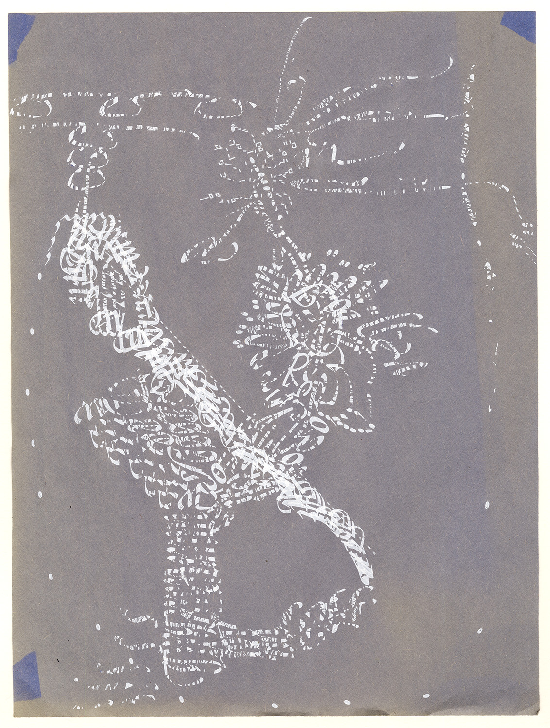  "Bathing," 2024, Press on Vinyl Letters on Construction Paper, Sun, 12” x 9”