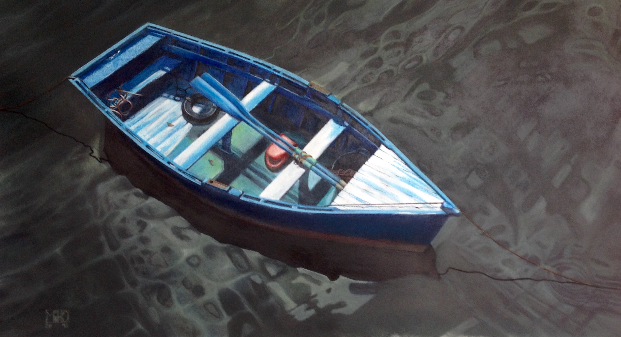 102–Luarca Boot 181×43 cmPastell auf Fabrianopapier2016︎ Bild kaufen