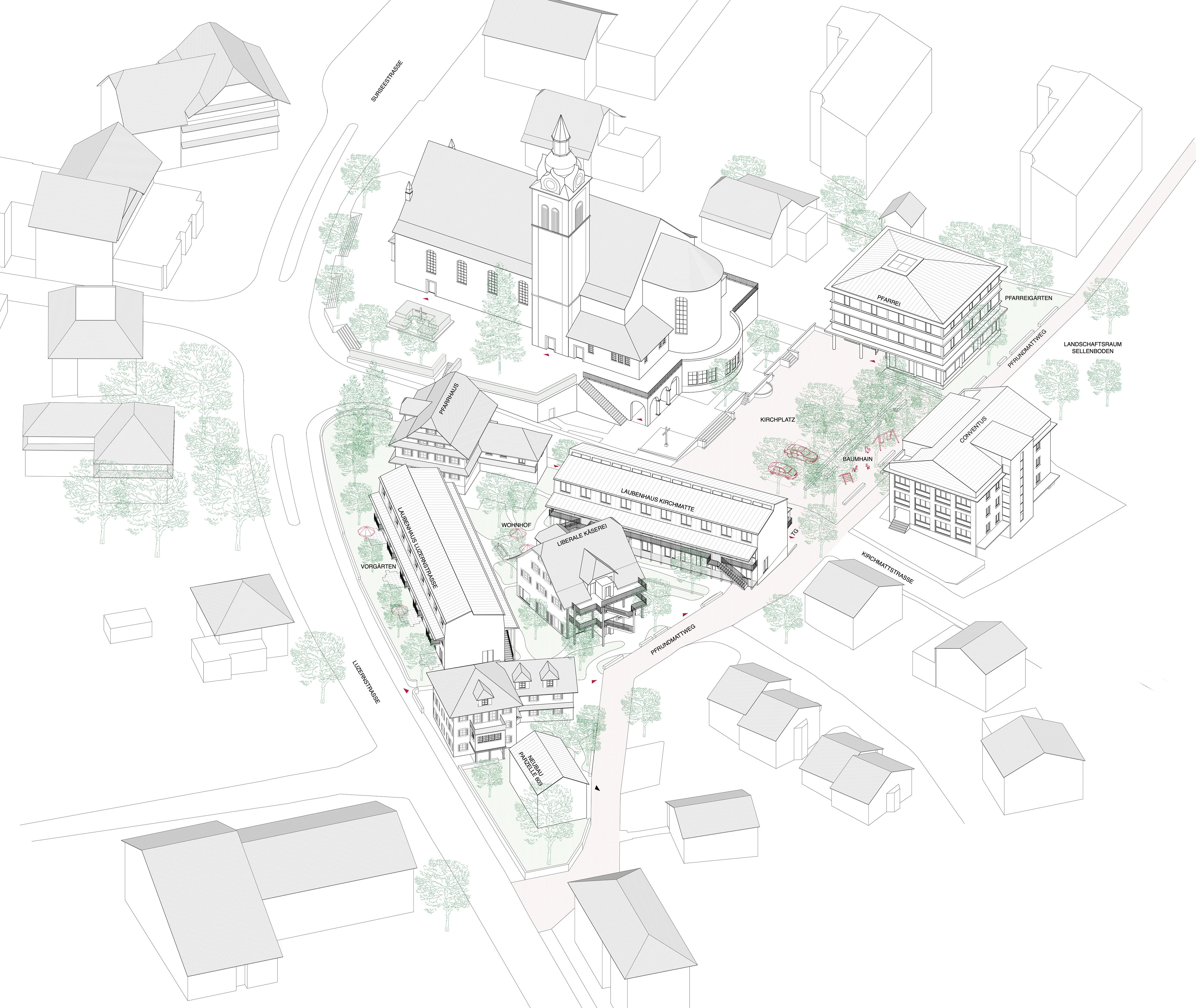 Projektwettbewerb Kirchmatte, Neuenkirch - 1.Preis