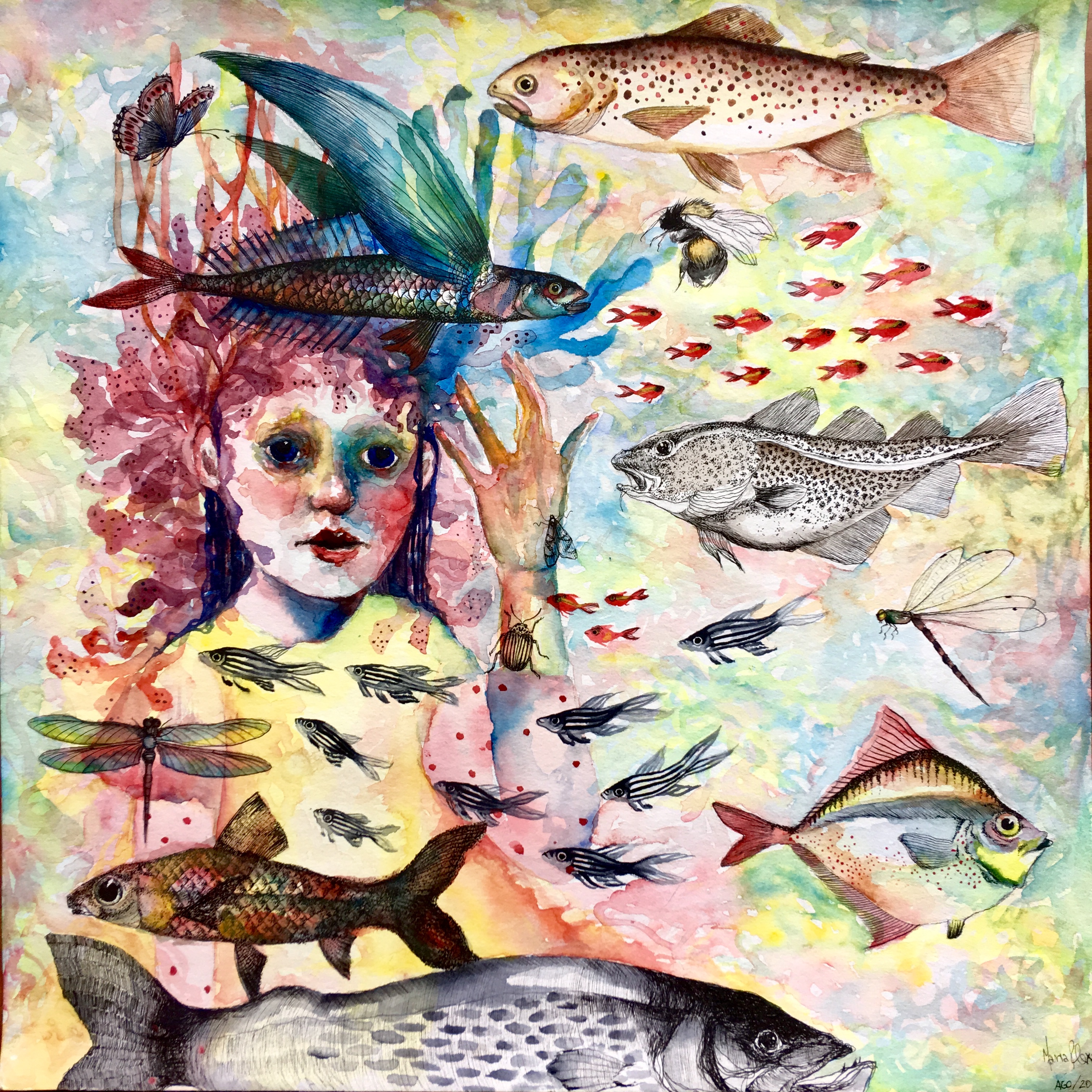 Mergulho | Aquarela sobre papel | 40cm x 40cm | 2018