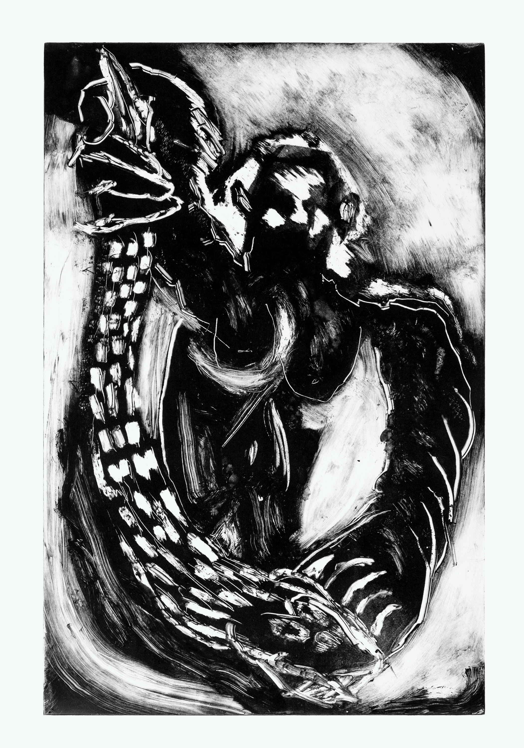 L'Ammazzacobramonotype on paper, unique, 50x35cm, 2017