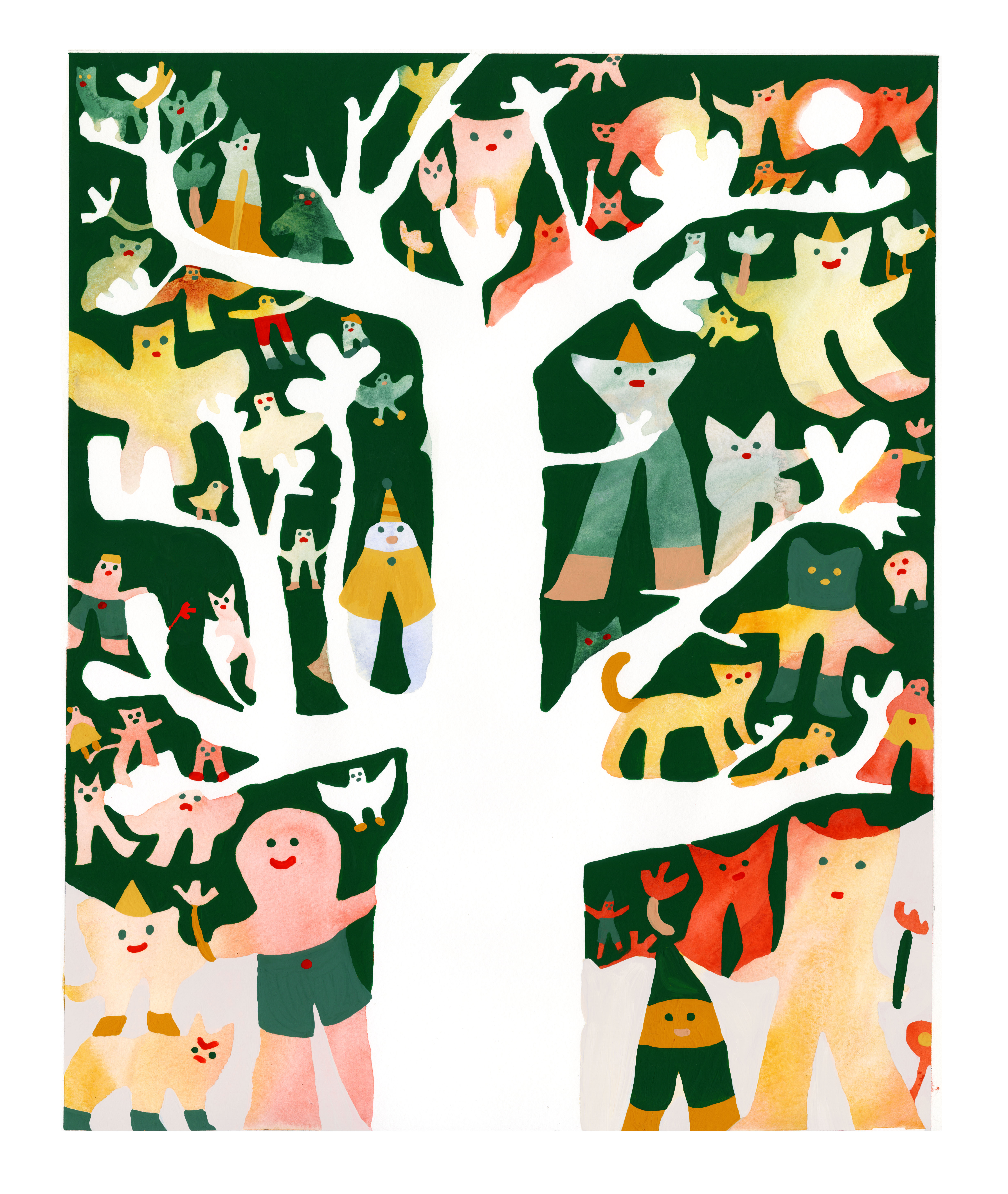 The Feelings Tree, flashe and gouache on paper, 2019