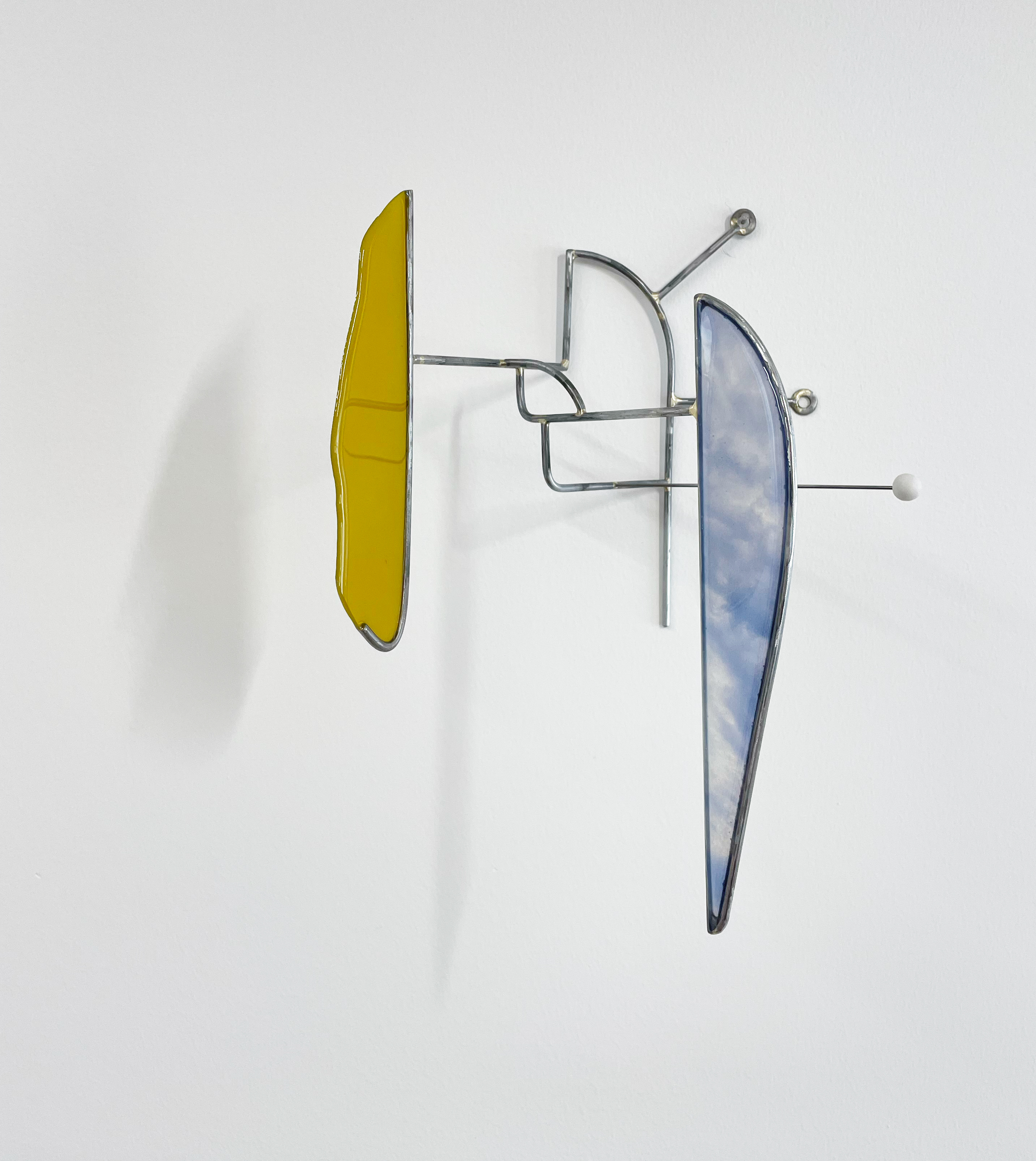 Light Presence, 2025, Steel (from salvaged election signs), epoxy resin, vellum inkjet photograph, 11 x 9 x 8 inches