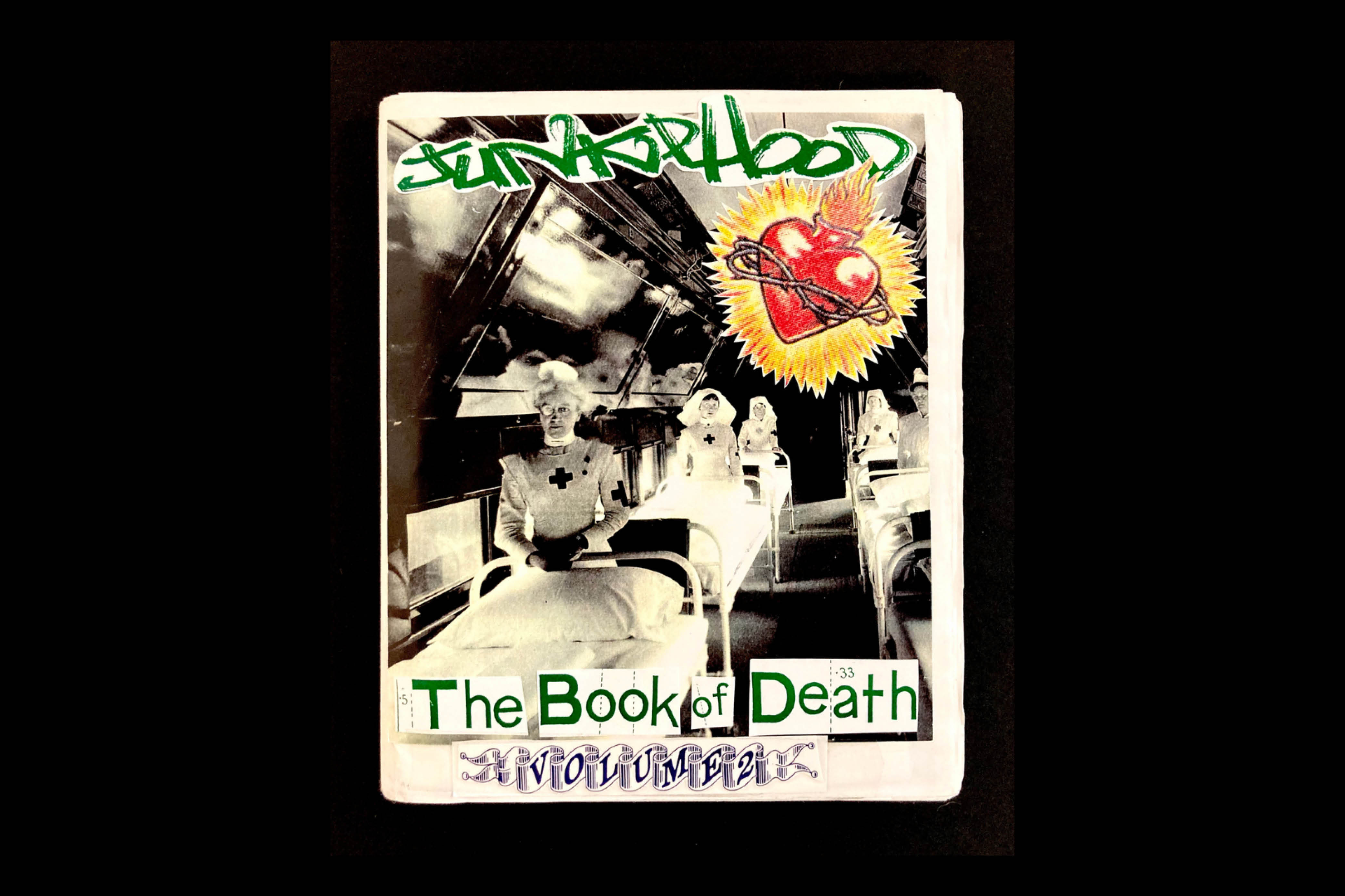 junkphood, The Book of Death, vol. 2, Heather Edney & Brooke Lober, Santa Cruz Needle Exchange, Maquette, 6.5” × 8", 1997.