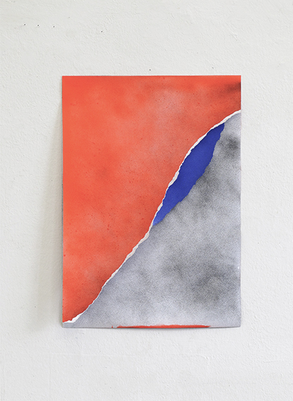 Untitled 4, Düsseldorf , 2015 Paint, collage on paper 23 1/5 × 16 1/2 in.