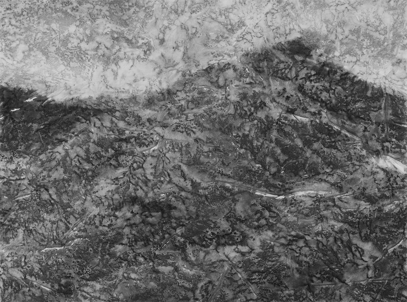 Mont analogue (XXXIV)encre de Chine & méthylcellulose sur toile113 x 147 cm, 2025