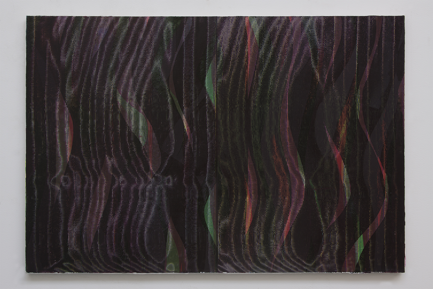 Casting (CMYK), 2017, silkscreen ink and acrylic varnish on gessoed canvas mounted to panel, 23 x 33 inches