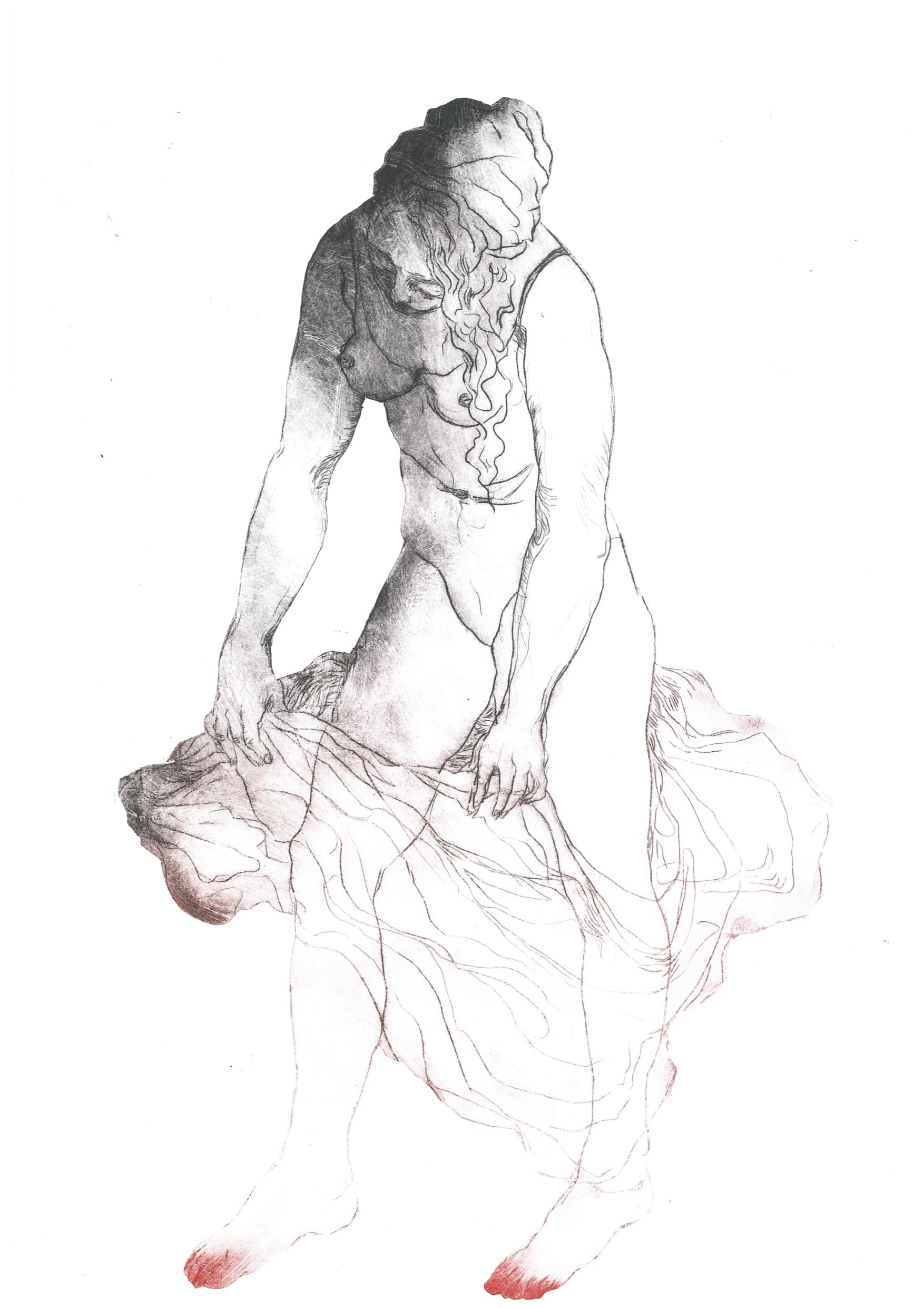 #1Drypoint etching on polyester, cut out, 34 x 50 cmSerie: Les dames de onze heures