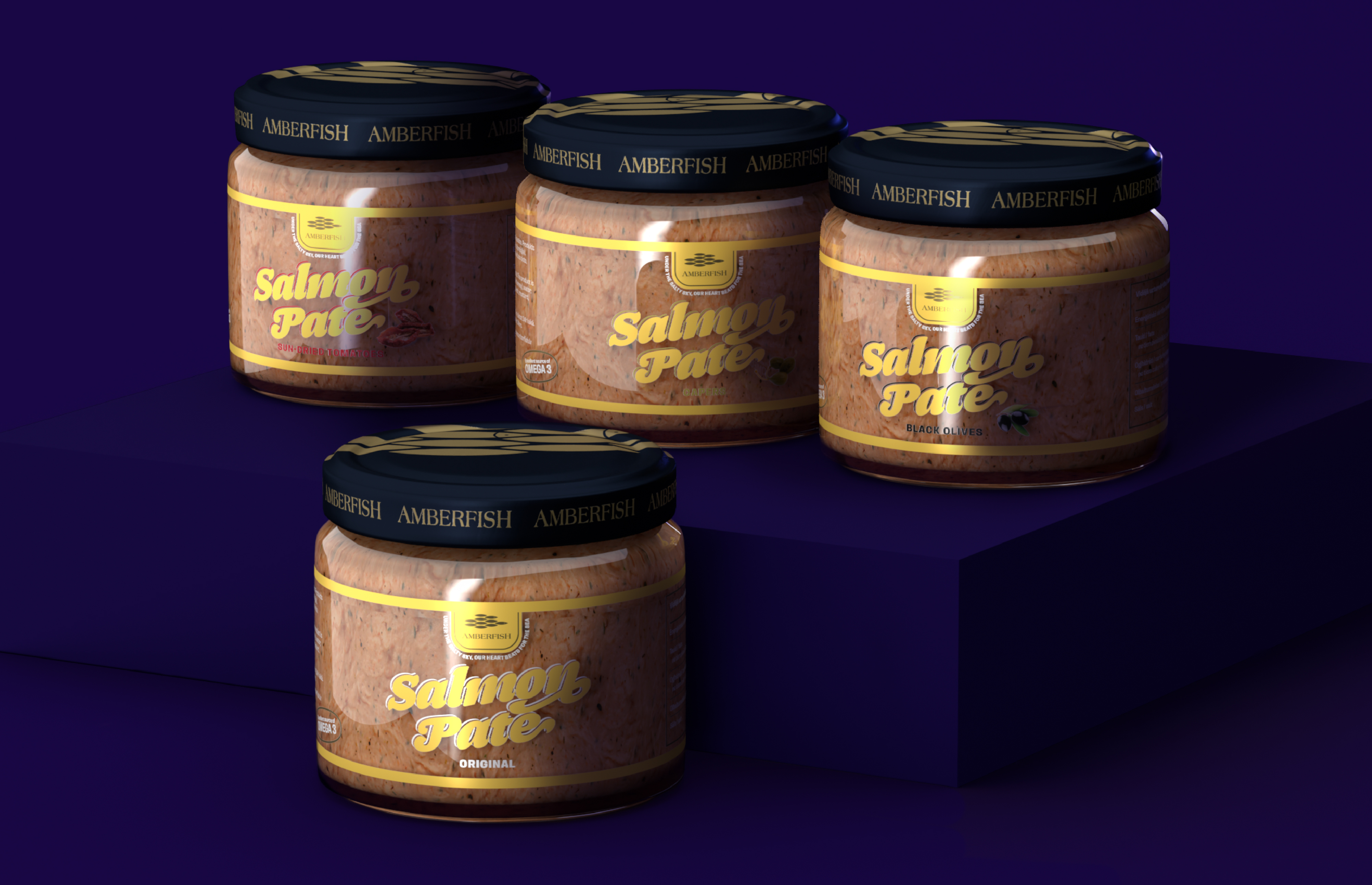 Layout design for the Finest Collection product line, with custom lettering inspired by different regions and cultures of the world. Amberfish Finest Collection