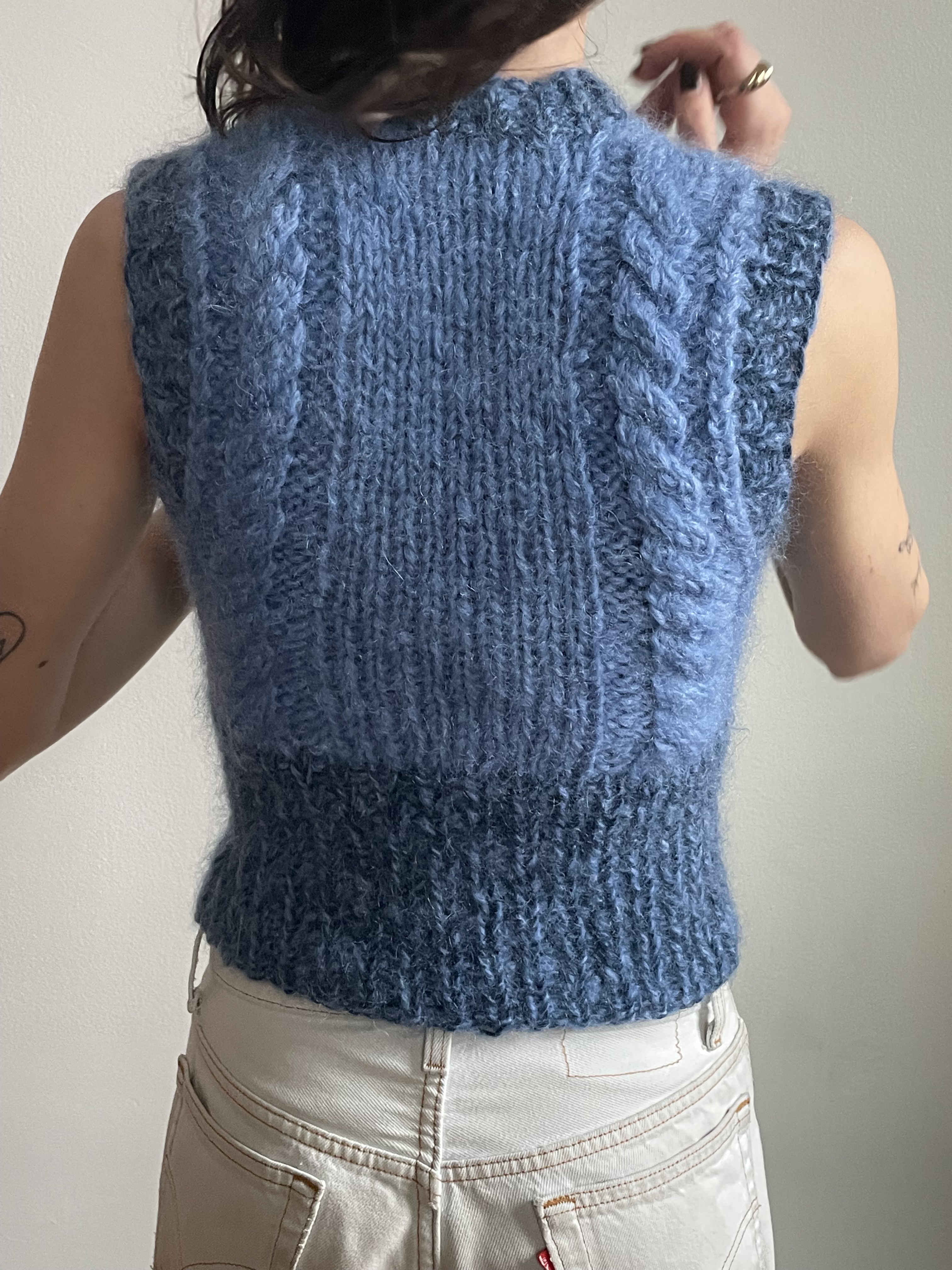 Mohair Cropped Cable Vest - Hand Knit