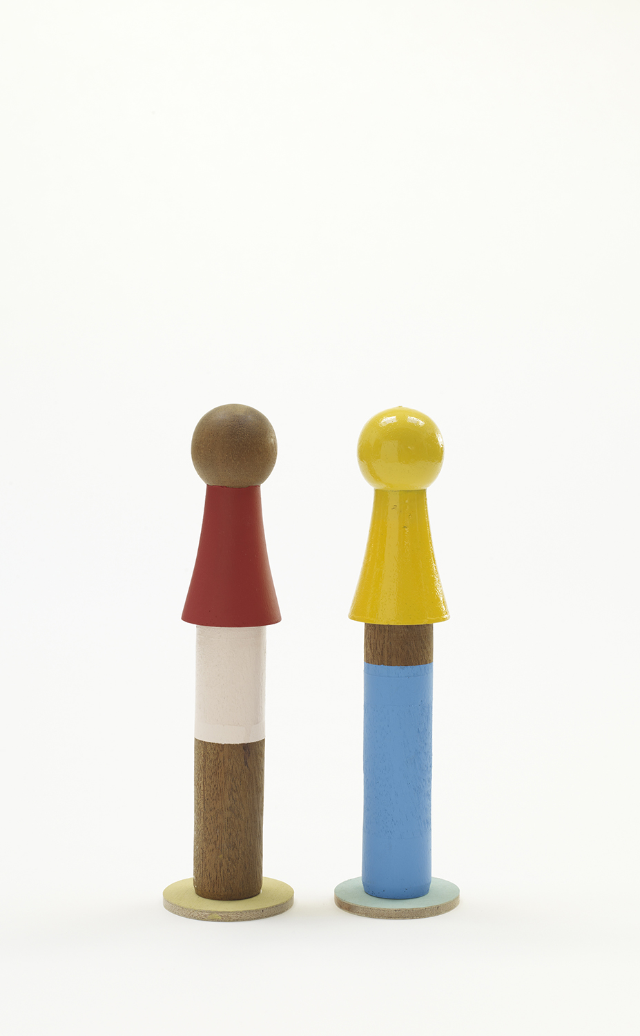 Ladies & Gentlemen, exhibited at Zetter Hotel. Series of figures made from reclaimed turned wood, laser cut ply, walnut, perspex & emulsion.