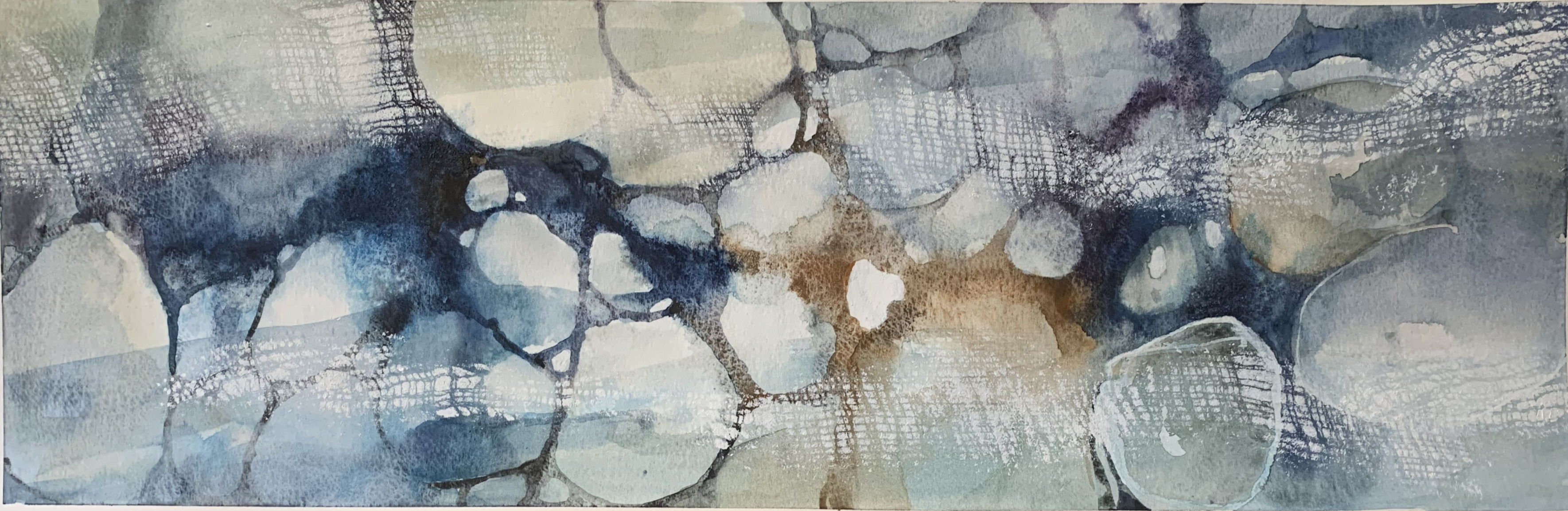 Interconnectivity No. 3 2020  Watercolor, gesso, ink and graphite 22" x 7.5”