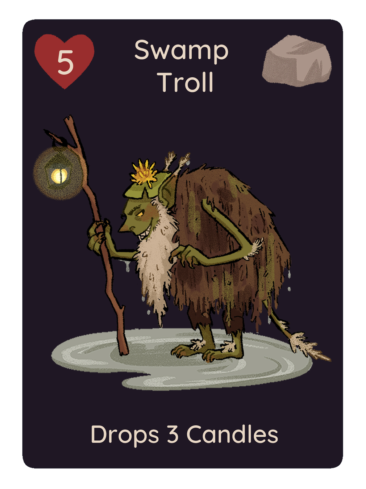 Monster Card: Swamp Troll, Digital, 2.5”x 3.5”, 2024