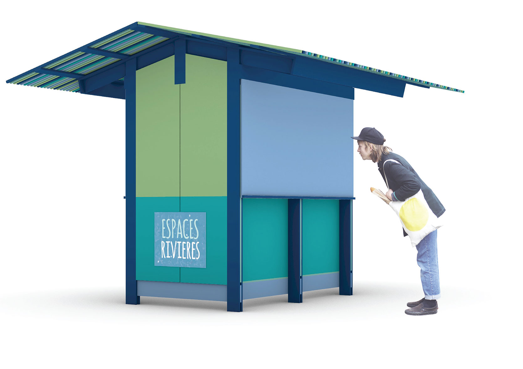rendu 3D du kiosque fermé